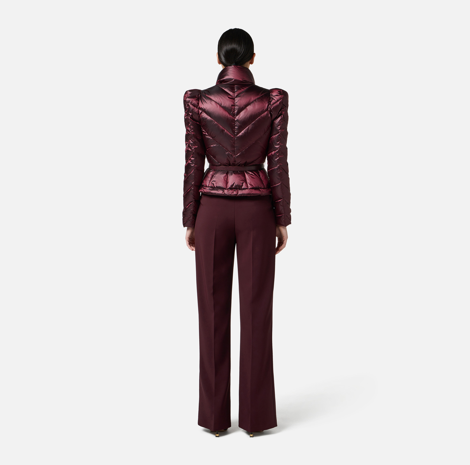 Down jacket in voile fabric with peplum - Elisabetta Franchi
