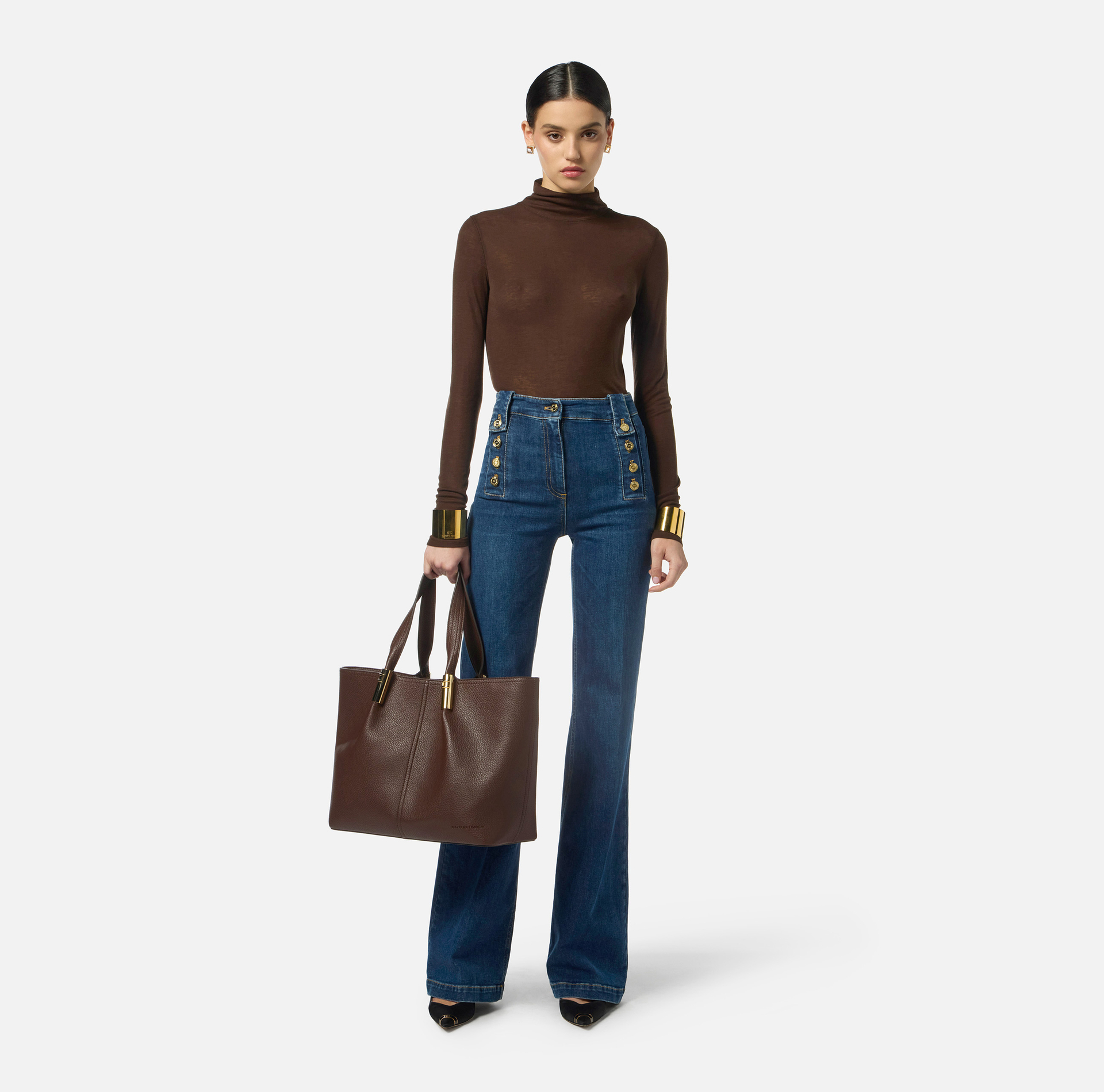 Palazzo jeans with buttons - Elisabetta Franchi
