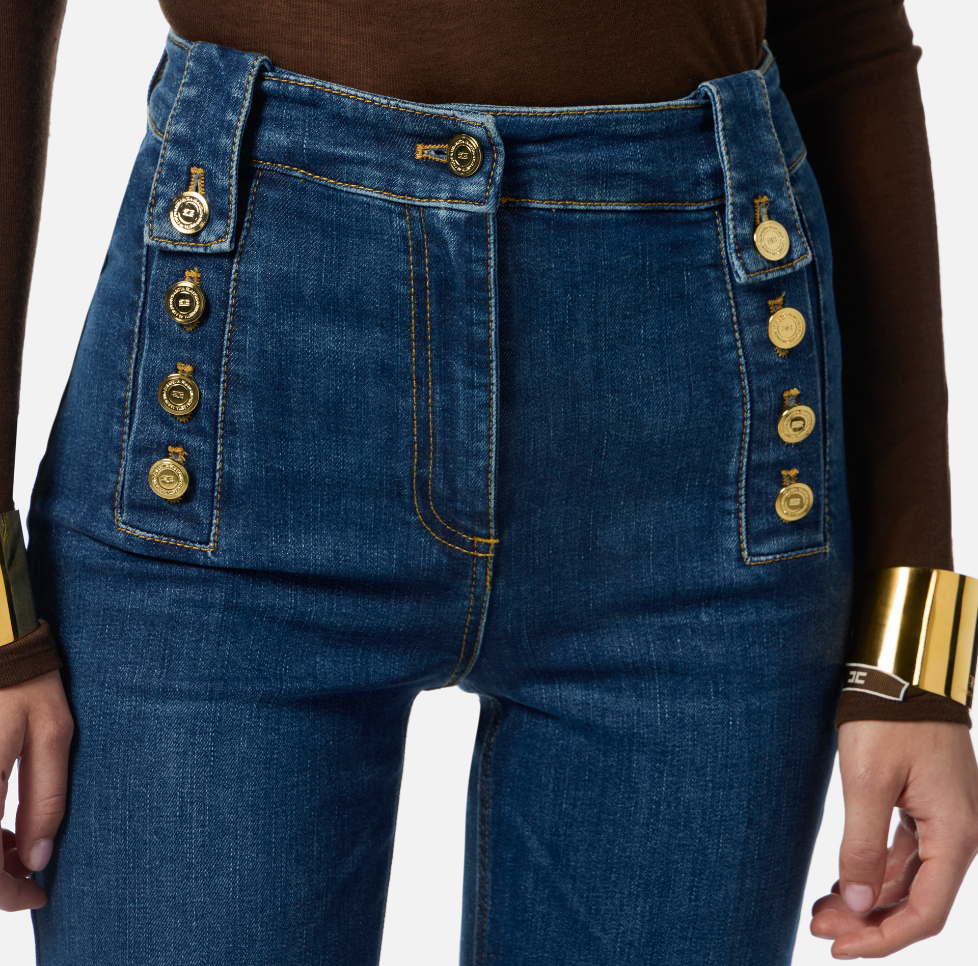 Palazzo jeans with buttons - Elisabetta Franchi