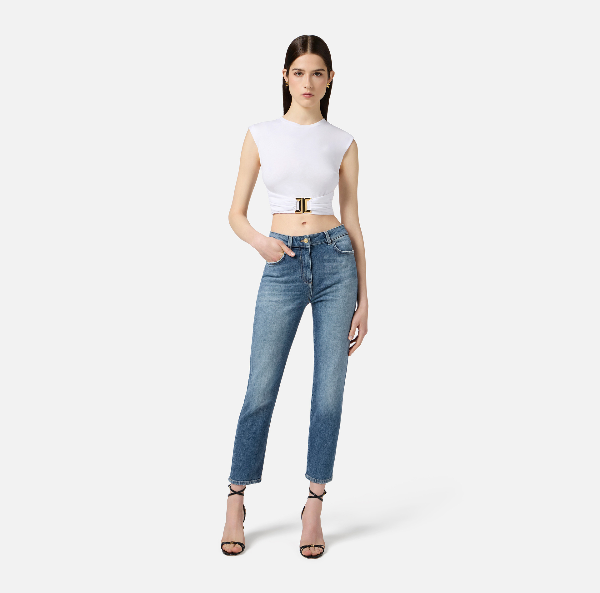 Jeans with embossed logo - Elisabetta Franchi