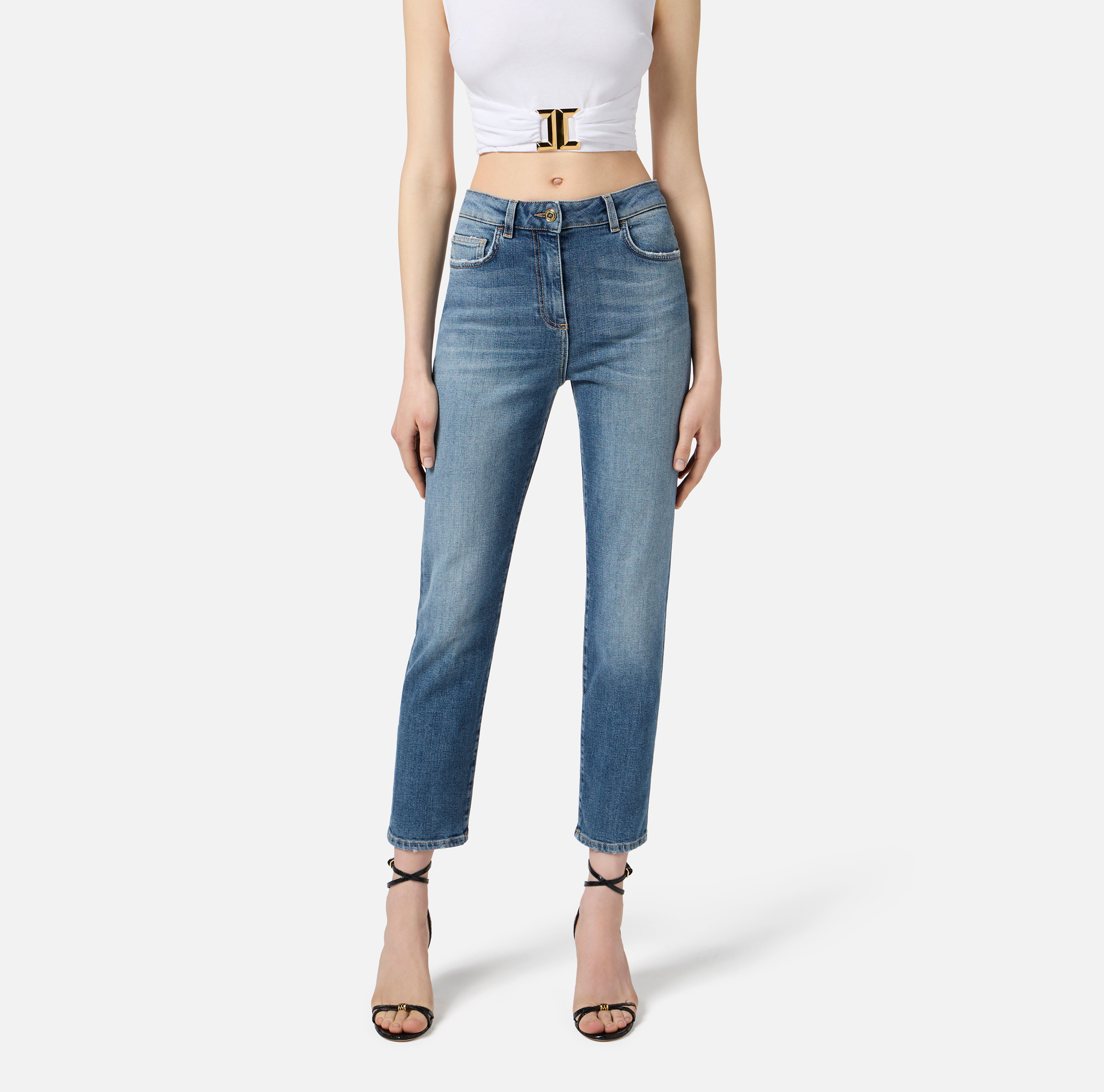Jeans with embossed logo - Elisabetta Franchi