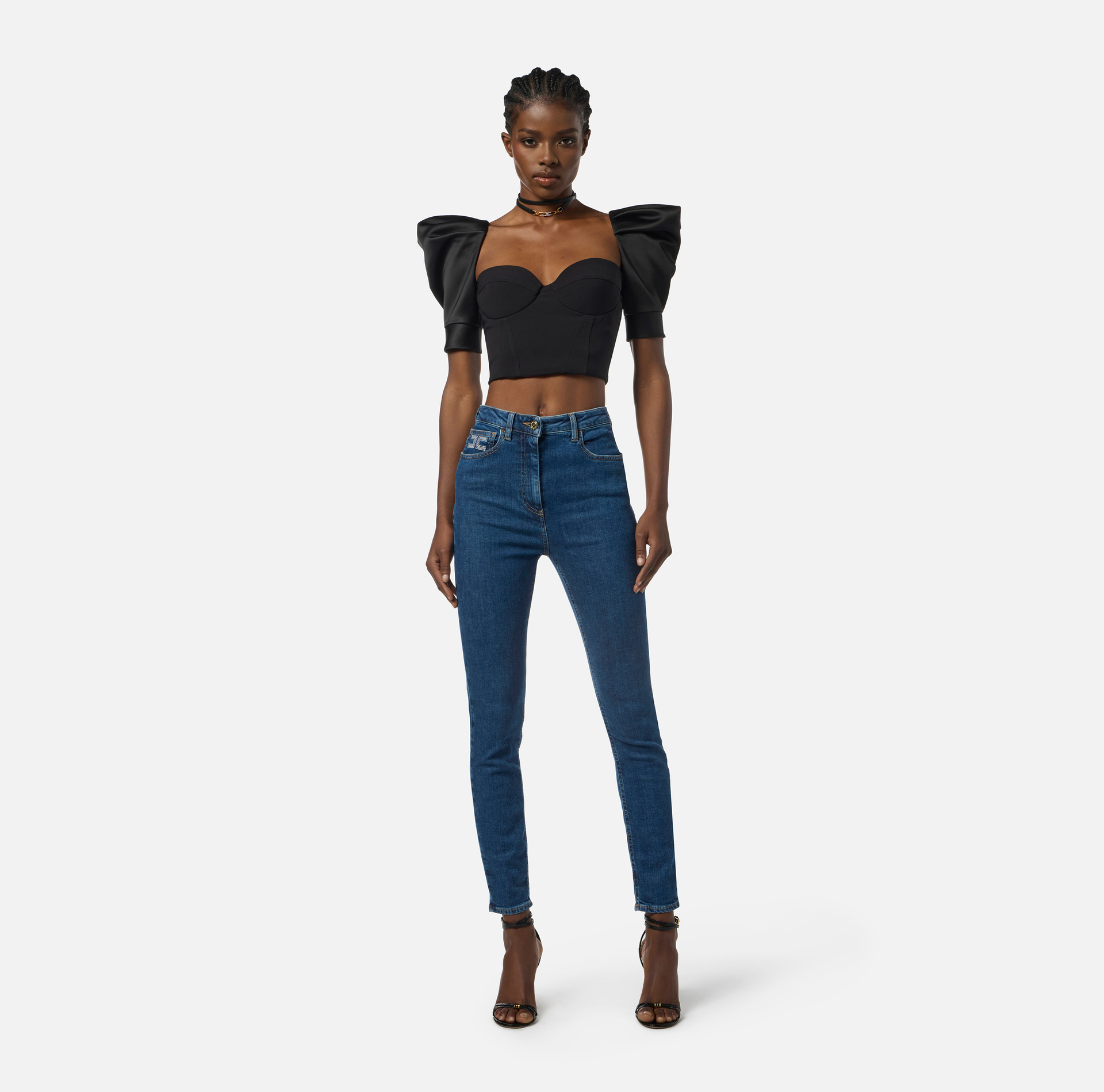 Pantalón denim con logotipo - Elisabetta Franchi