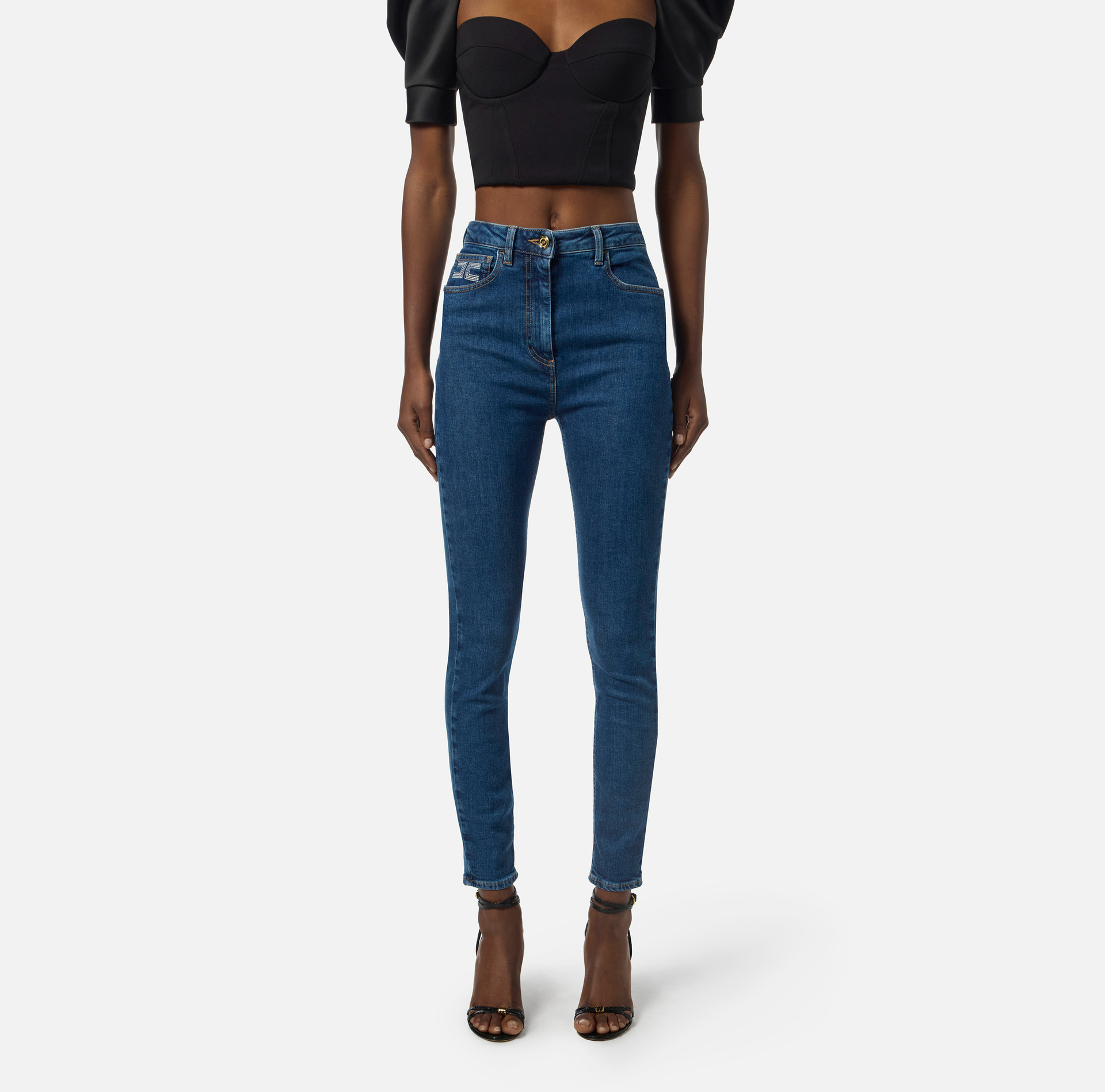 Pantalón denim con logotipo - Elisabetta Franchi