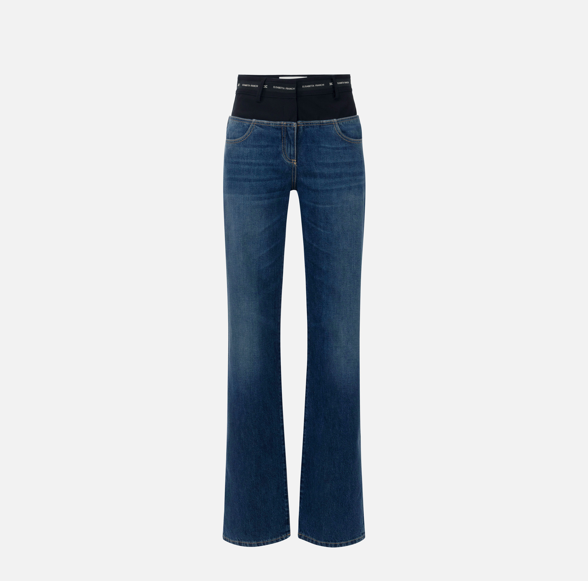 Pantaloni in denim e crêpe leggero - Elisabetta Franchi