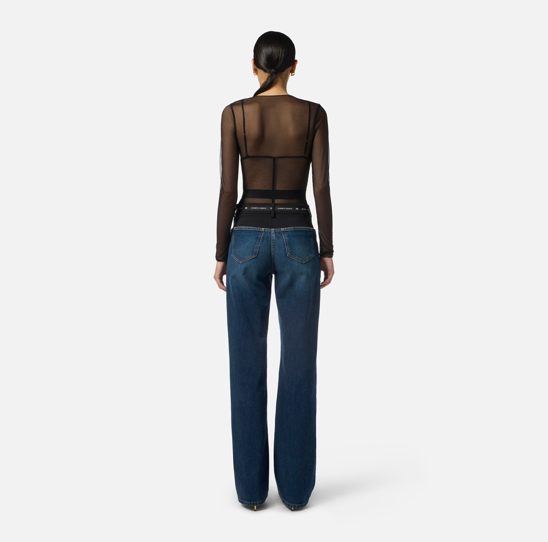 Pantaloni in denim e crêpe leggero - Elisabetta Franchi