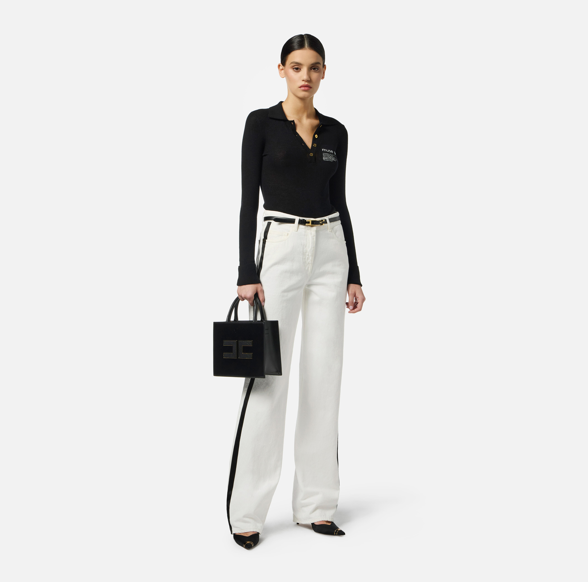 Jeans with satin bands - Elisabetta Franchi