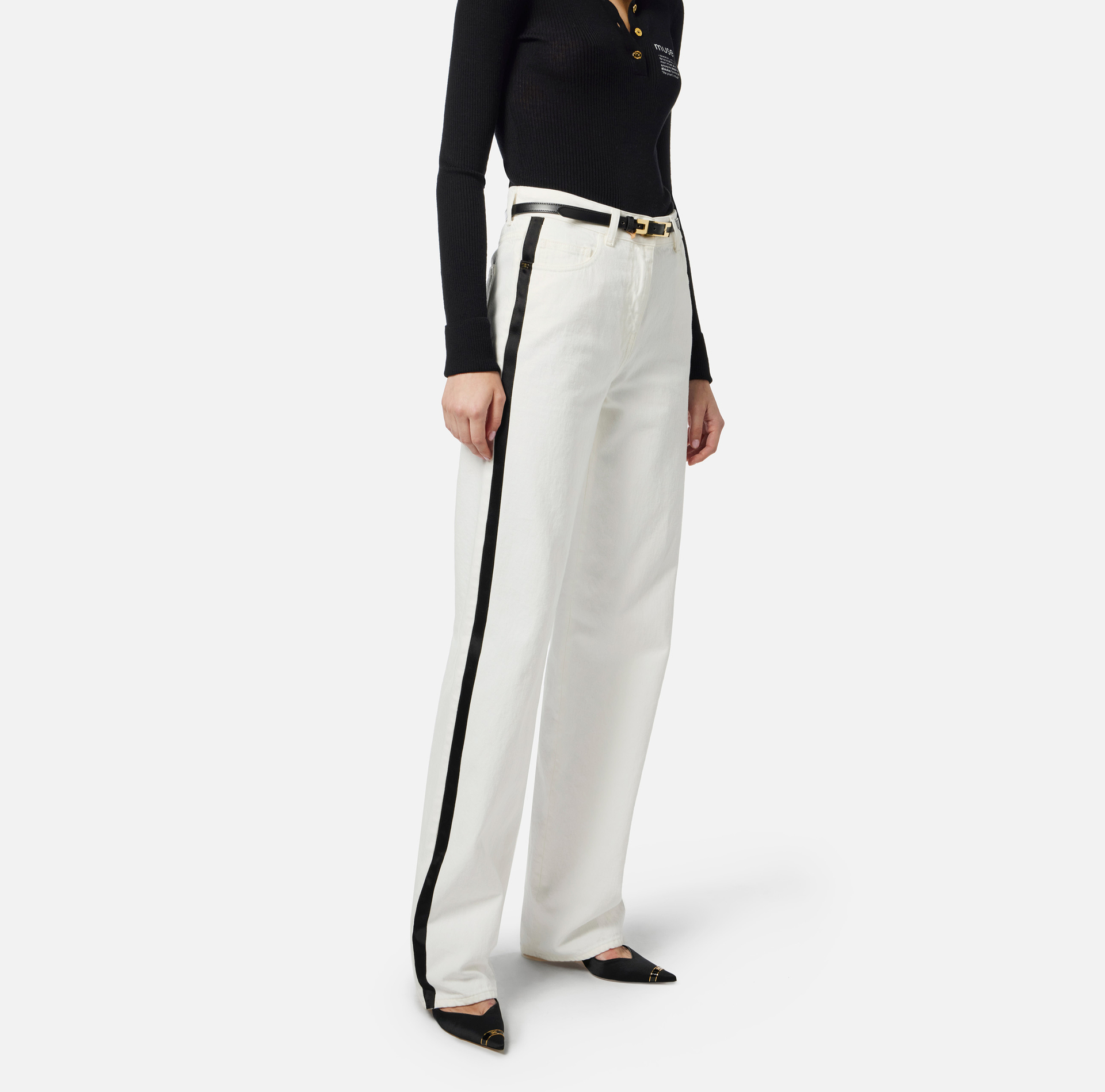 Jeans with satin bands - Elisabetta Franchi