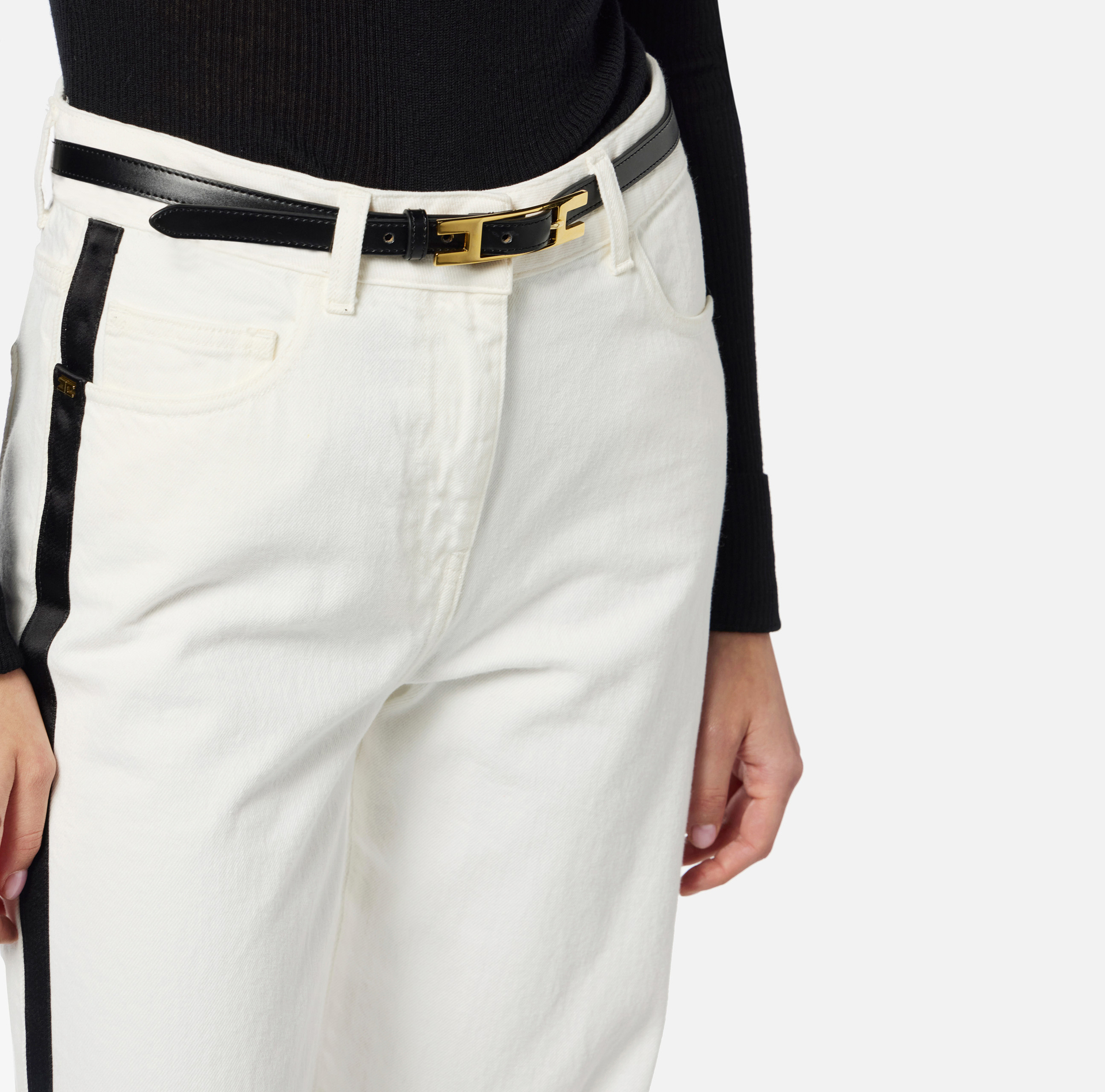 Jeans with satin bands - Elisabetta Franchi
