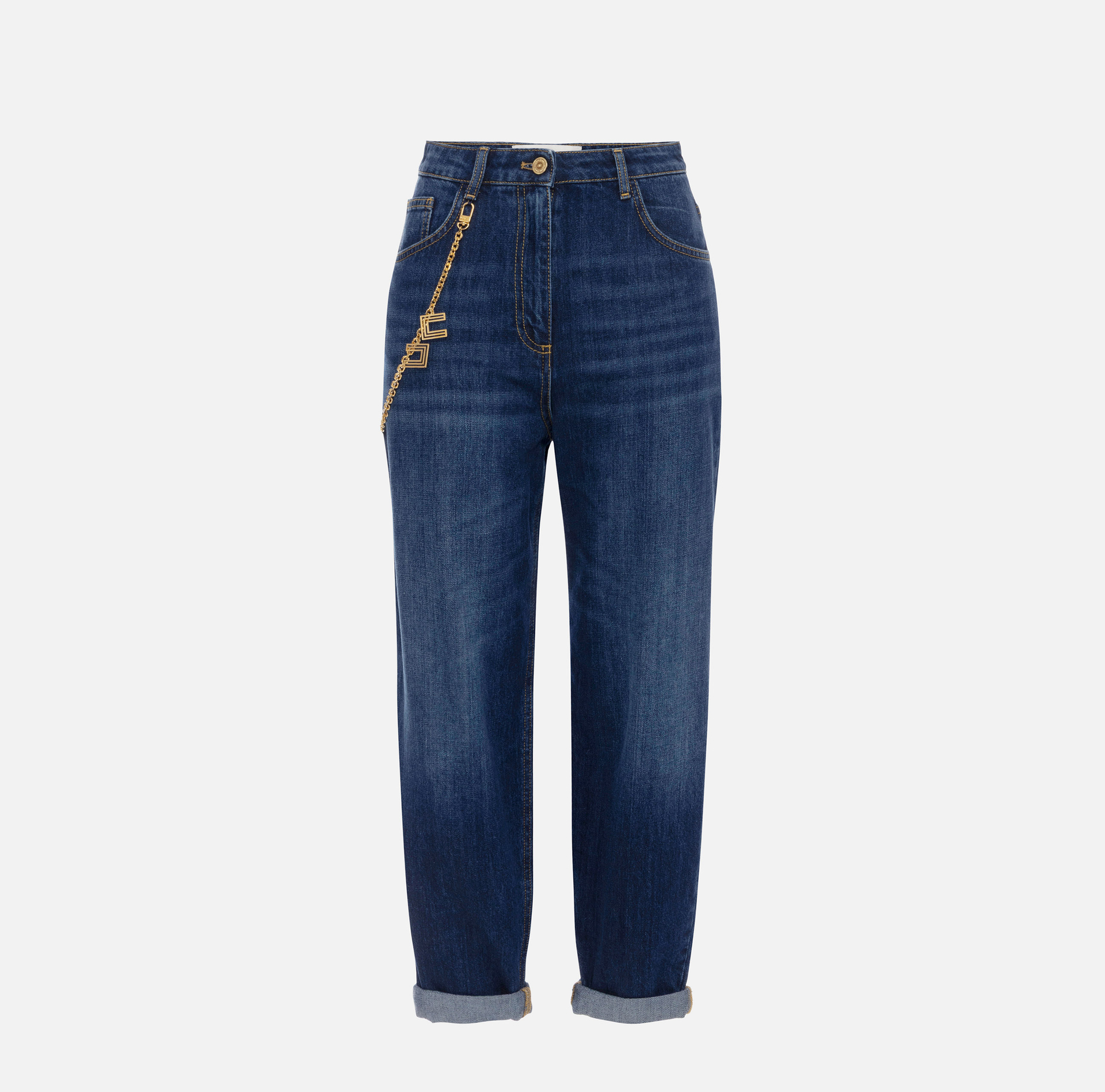 Pantalón denim con cadena joya - Elisabetta Franchi