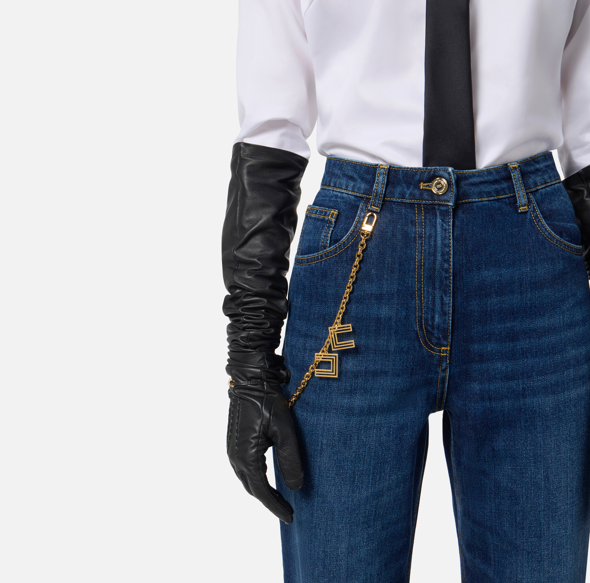 Pantalón denim con cadena joya - Elisabetta Franchi