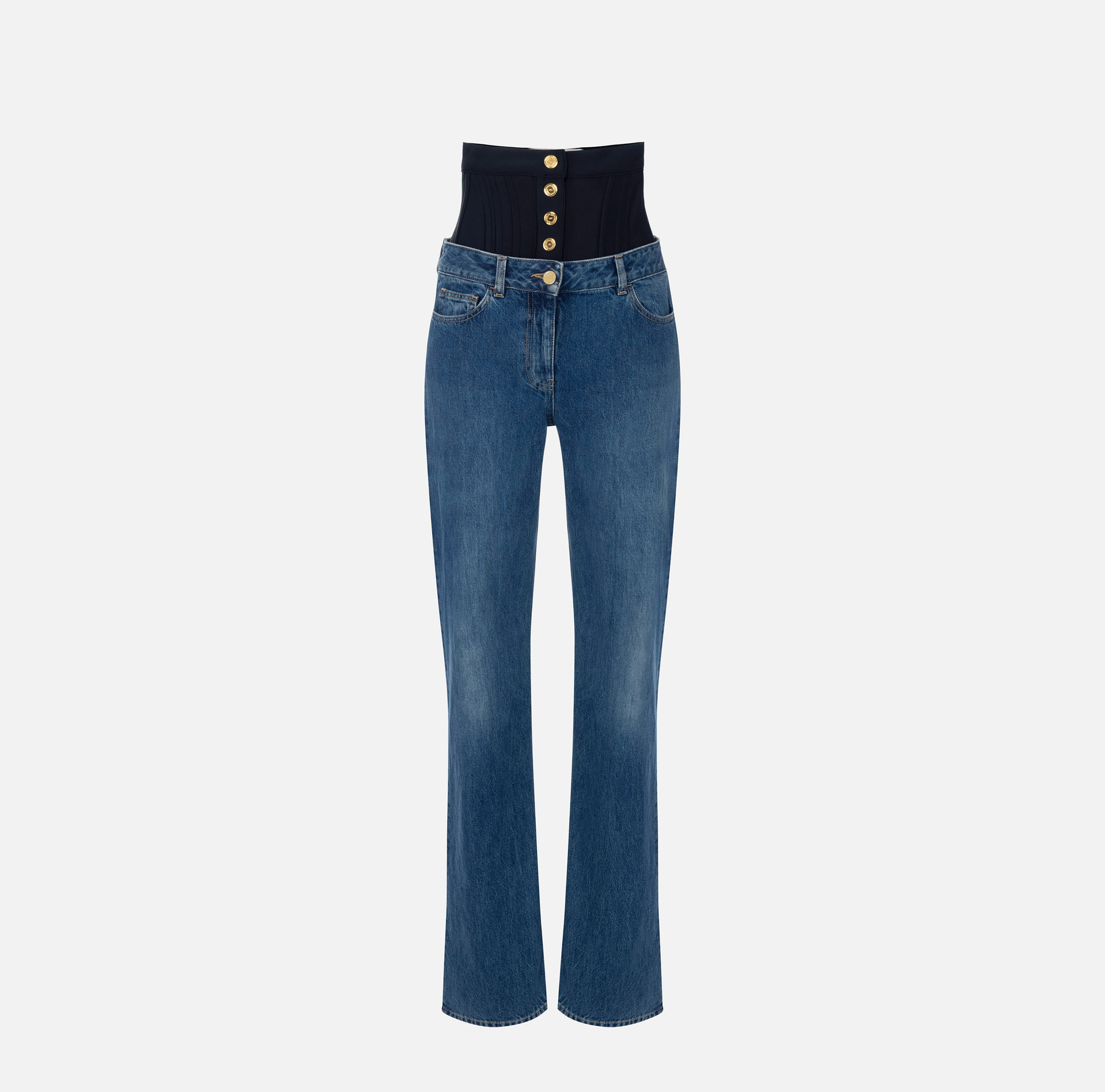 Pantalón denim con cinturilla de neopreno - Elisabetta Franchi