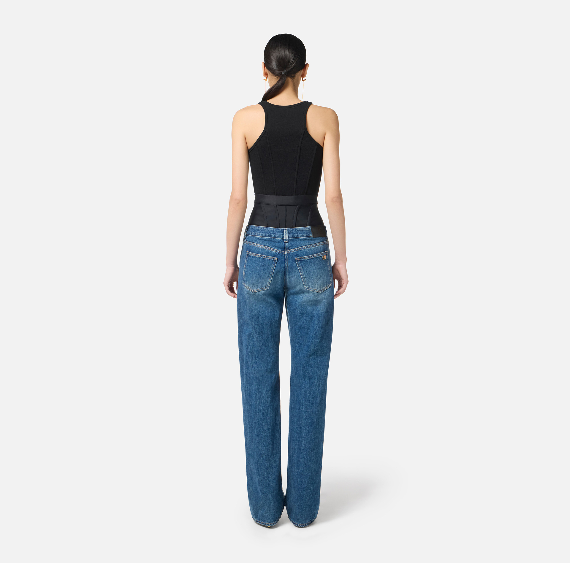Pantalón denim con cinturilla de neopreno - Elisabetta Franchi