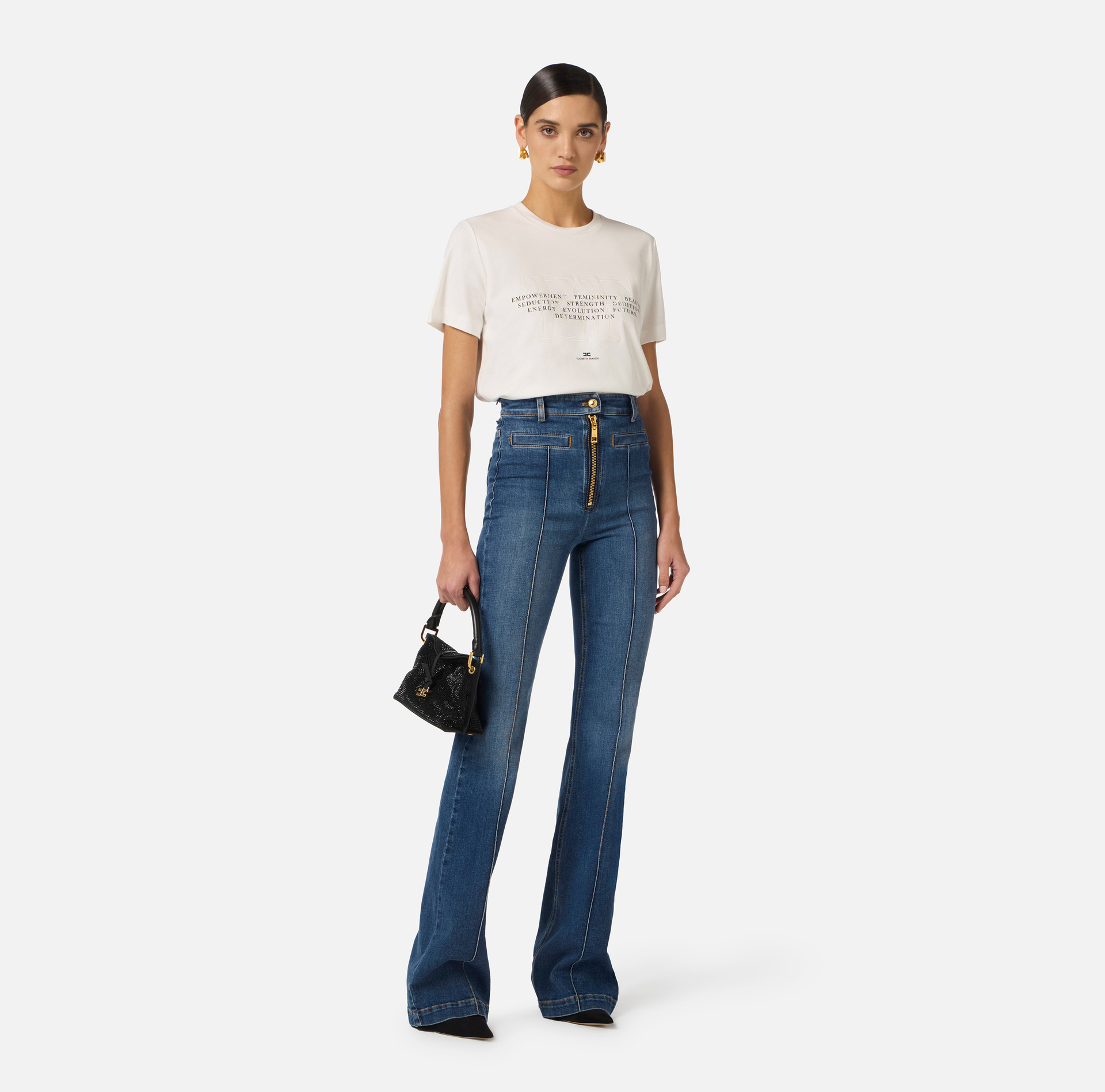 Boot-cut jeans with zip - Elisabetta Franchi