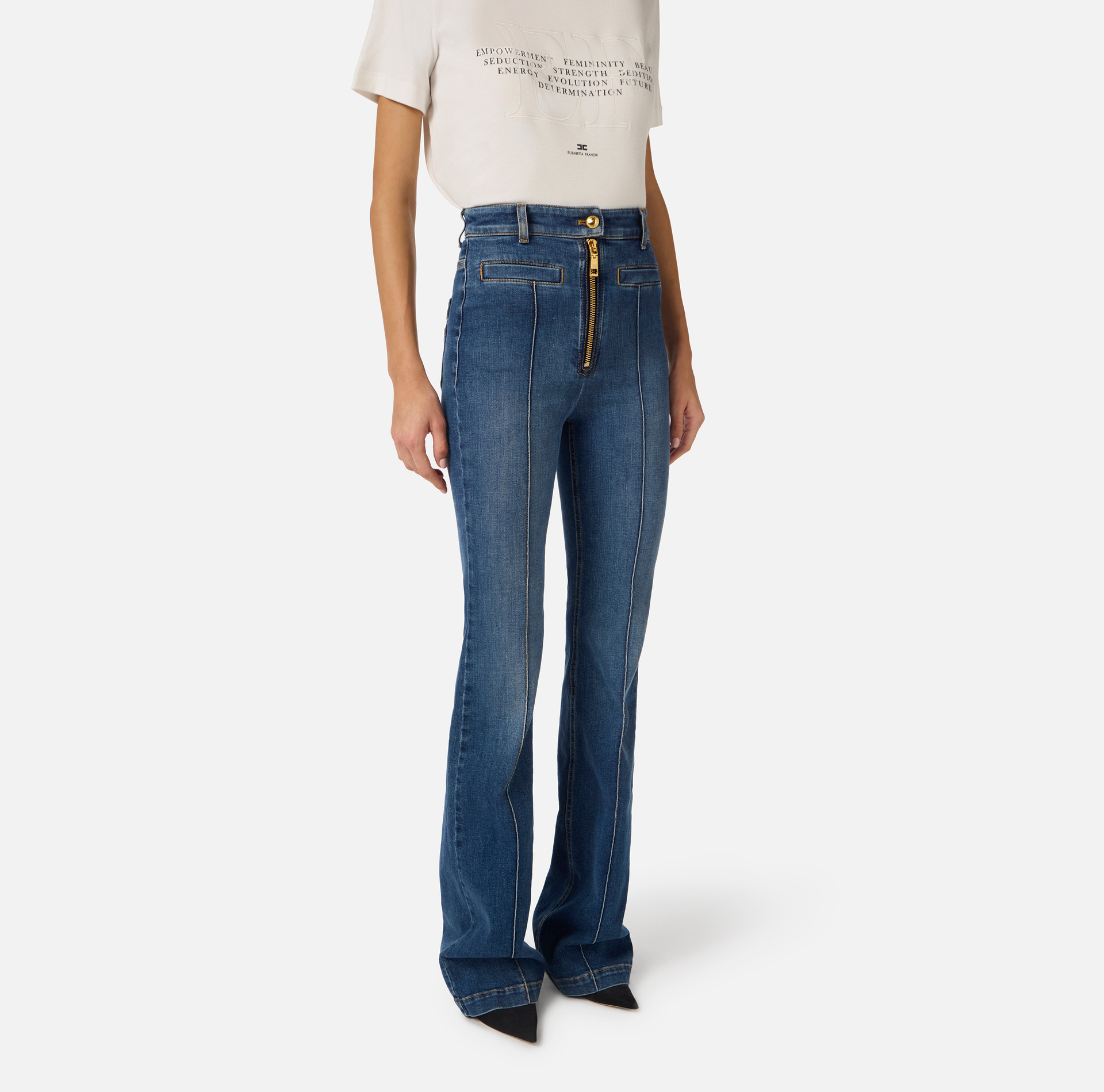 Boot-cut jeans with zip - Elisabetta Franchi