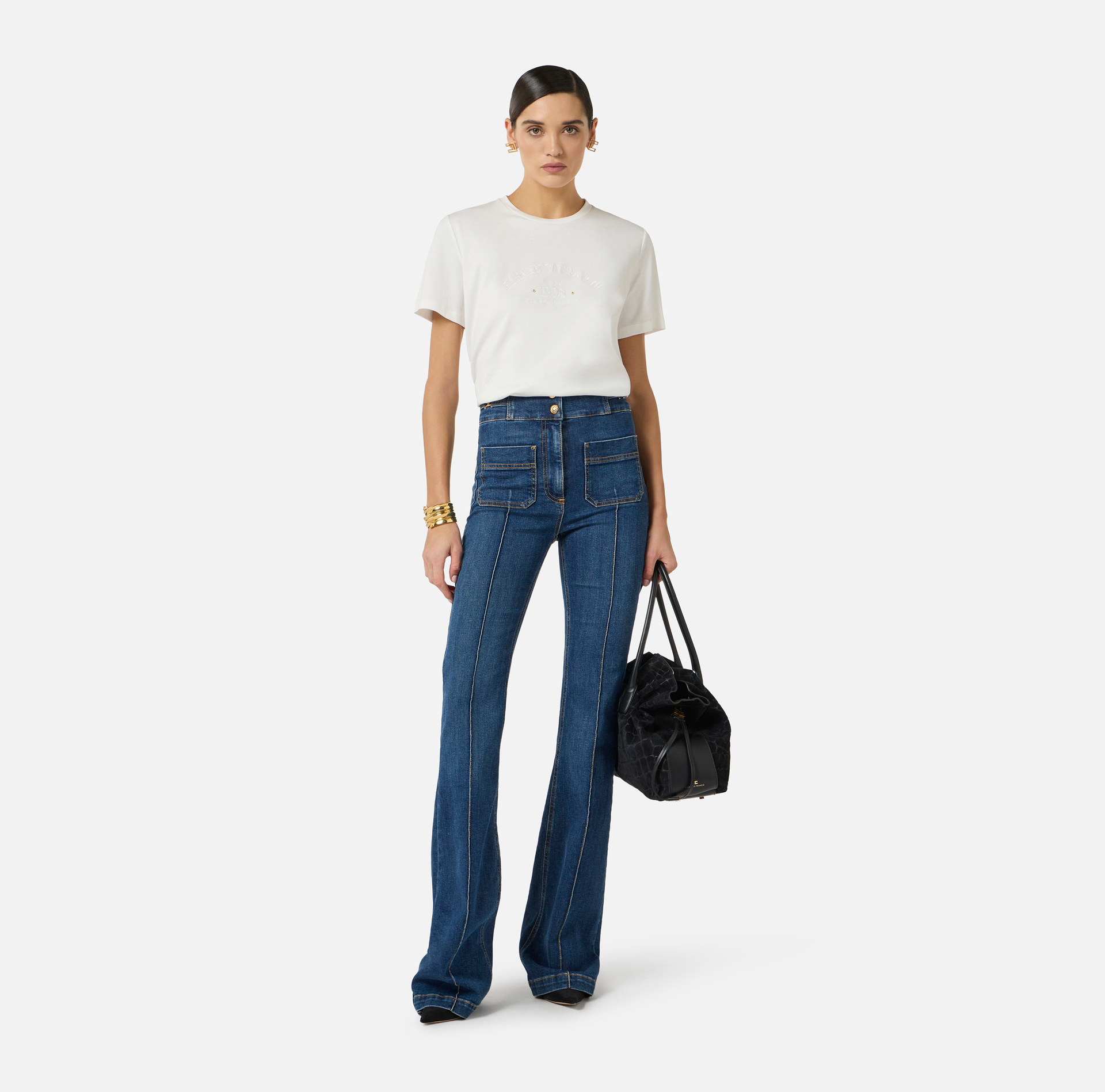 Jean à patte d'éph avec détails logo - Elisabetta Franchi