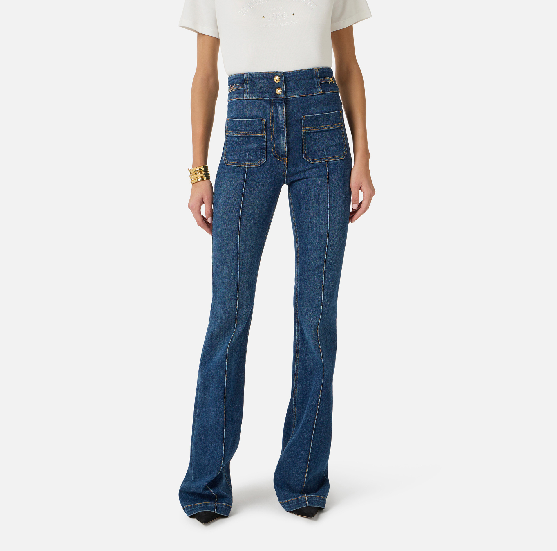 Jean à patte d'éph avec détails logo - Elisabetta Franchi