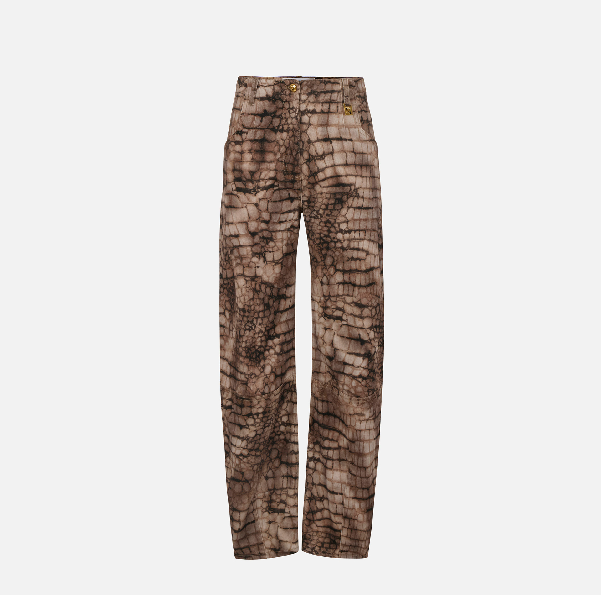 Jeans in drill con stampa alligatore