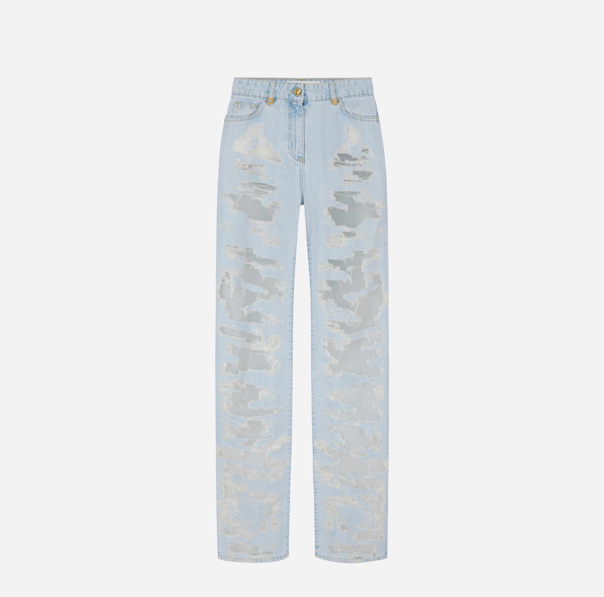 Jeans a palazzo con dettagli in organza