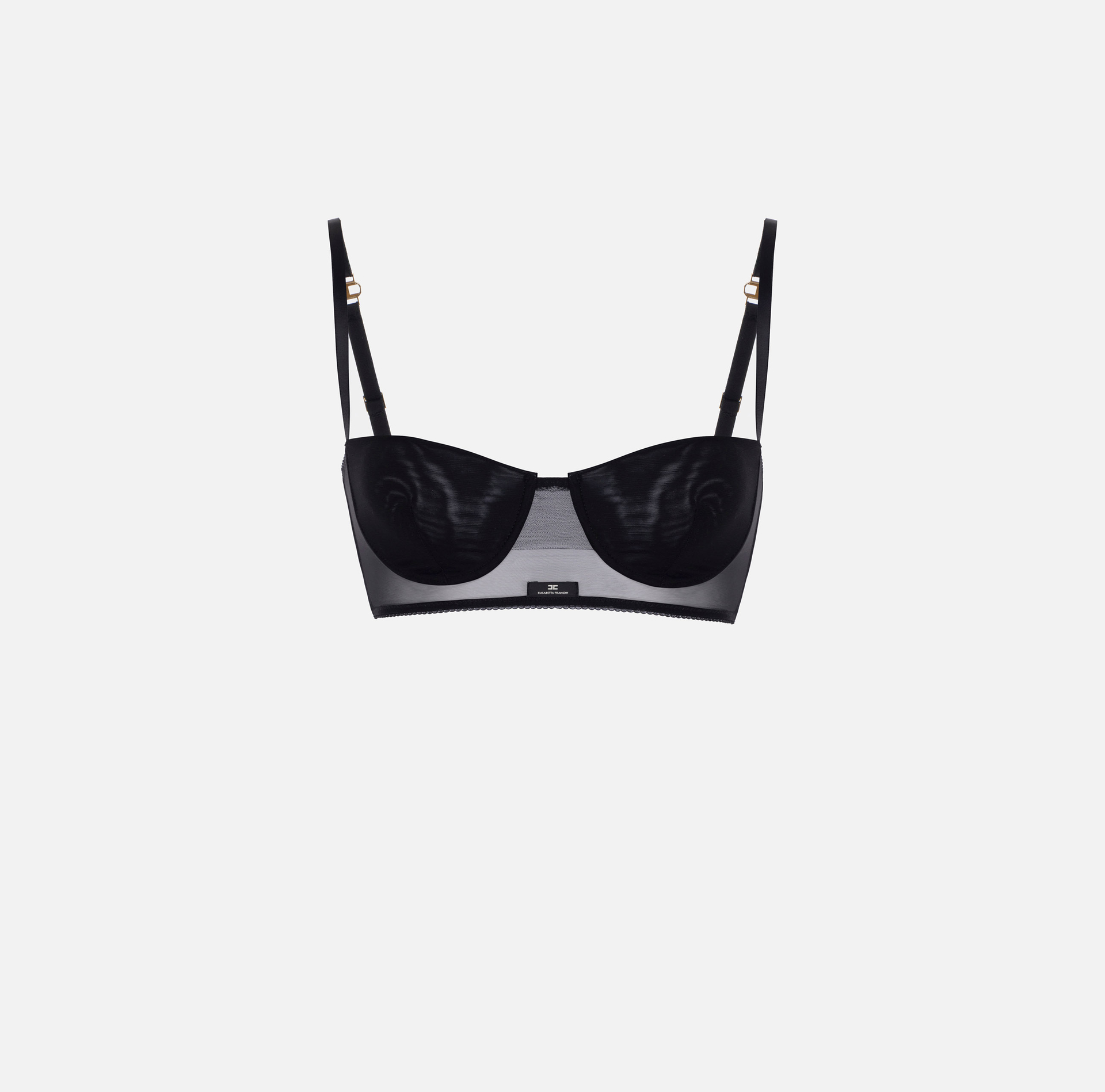 Elisabetta Franchi top crop in tessuto crepe nero