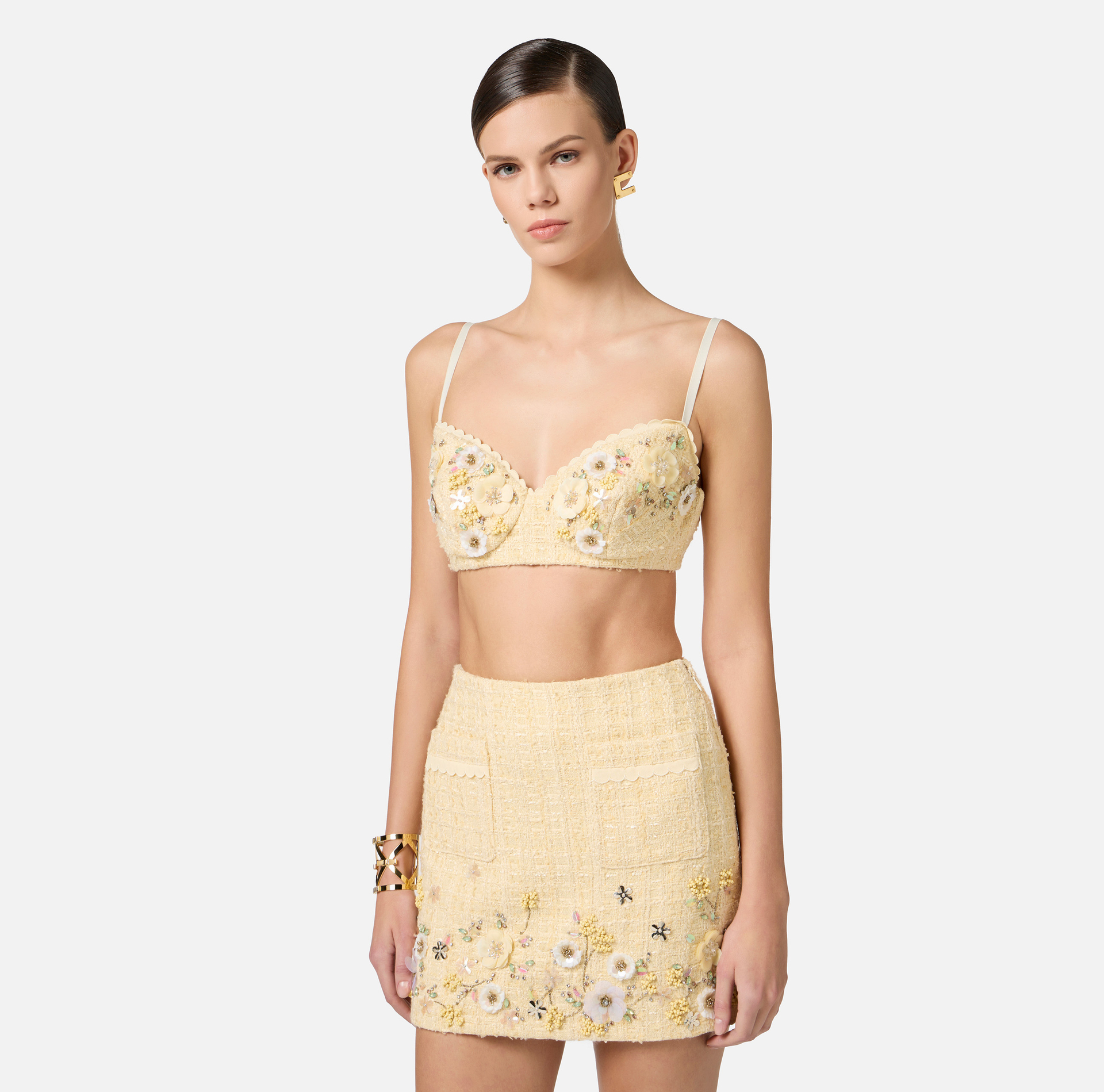 Bh van tweed met geborduurde bloemen - Elisabetta Franchi