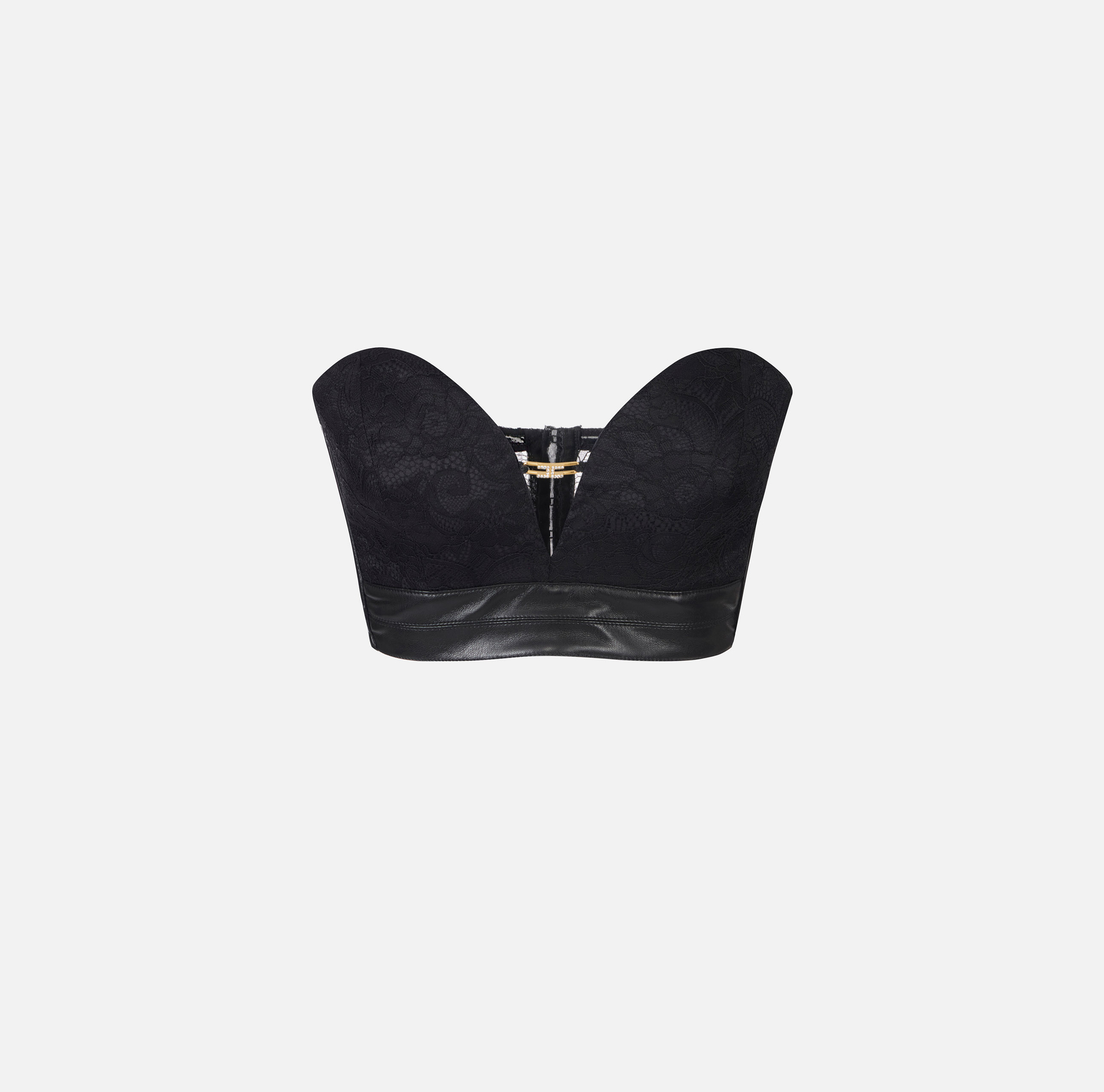 Bustier top in floral lace with jewel logo - Elisabetta Franchi