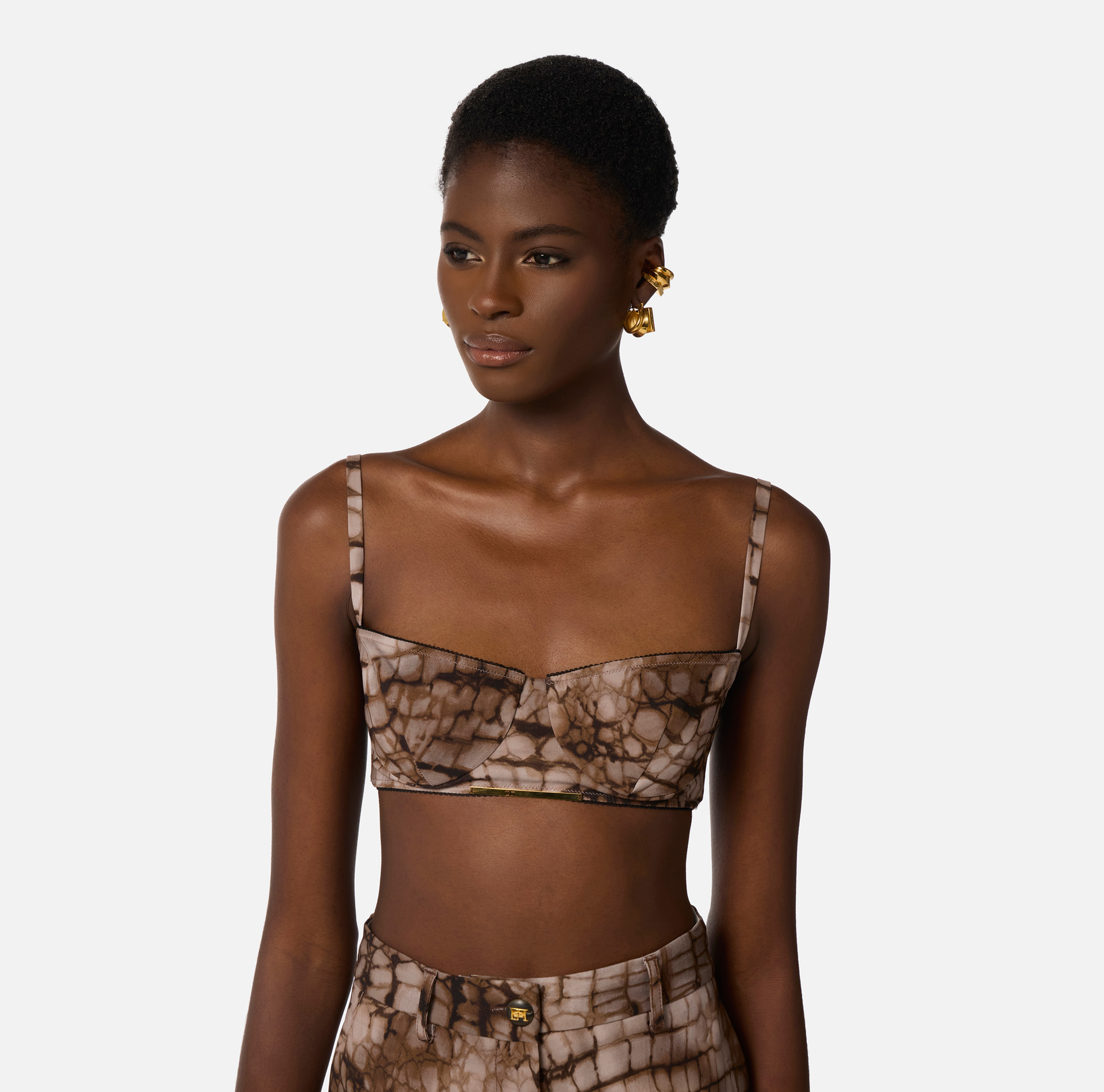 Bra in cady and tulle fabric with alligator print - Elisabetta Franchi