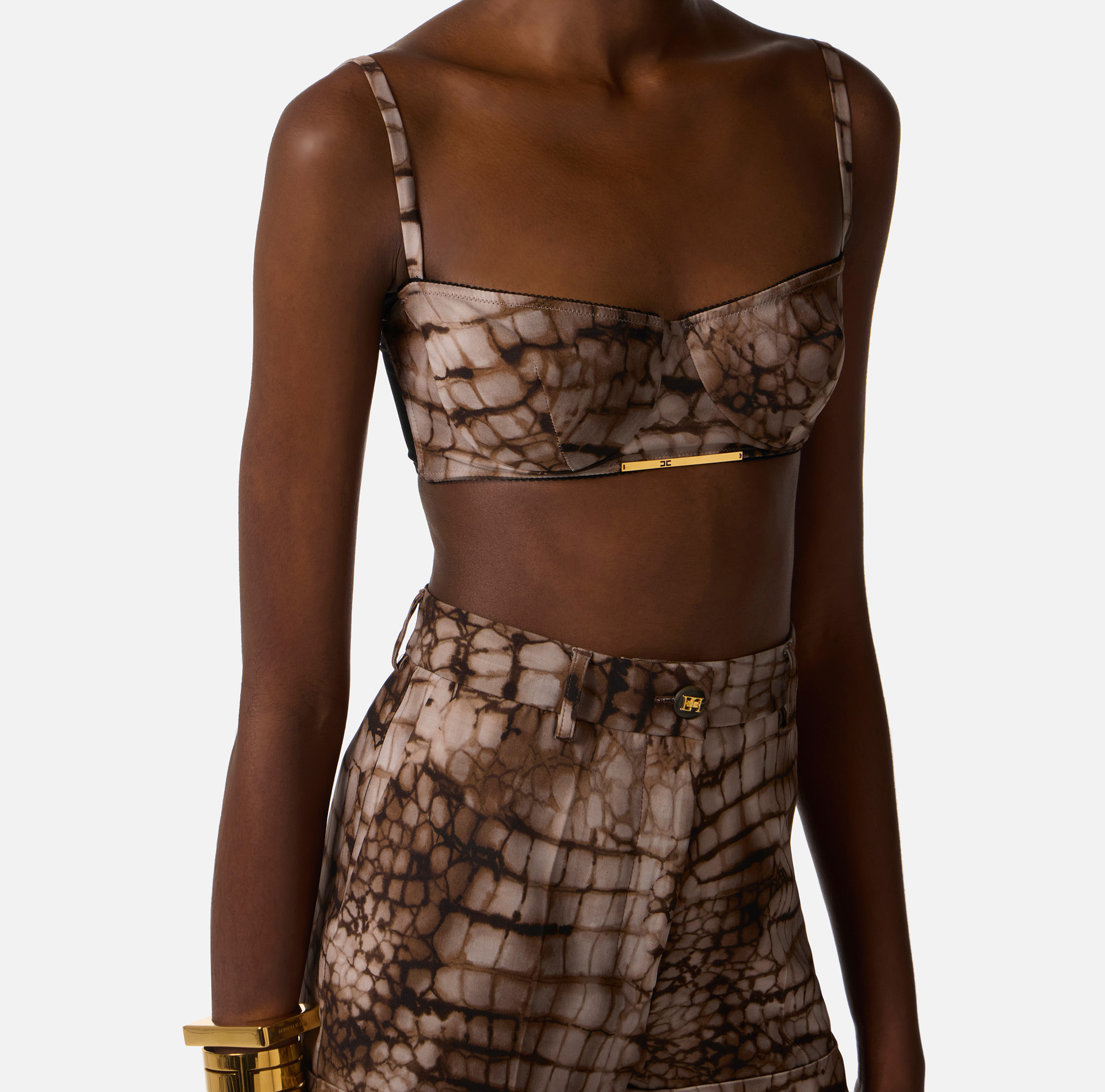 Bra in cady and tulle fabric with alligator print - Elisabetta Franchi