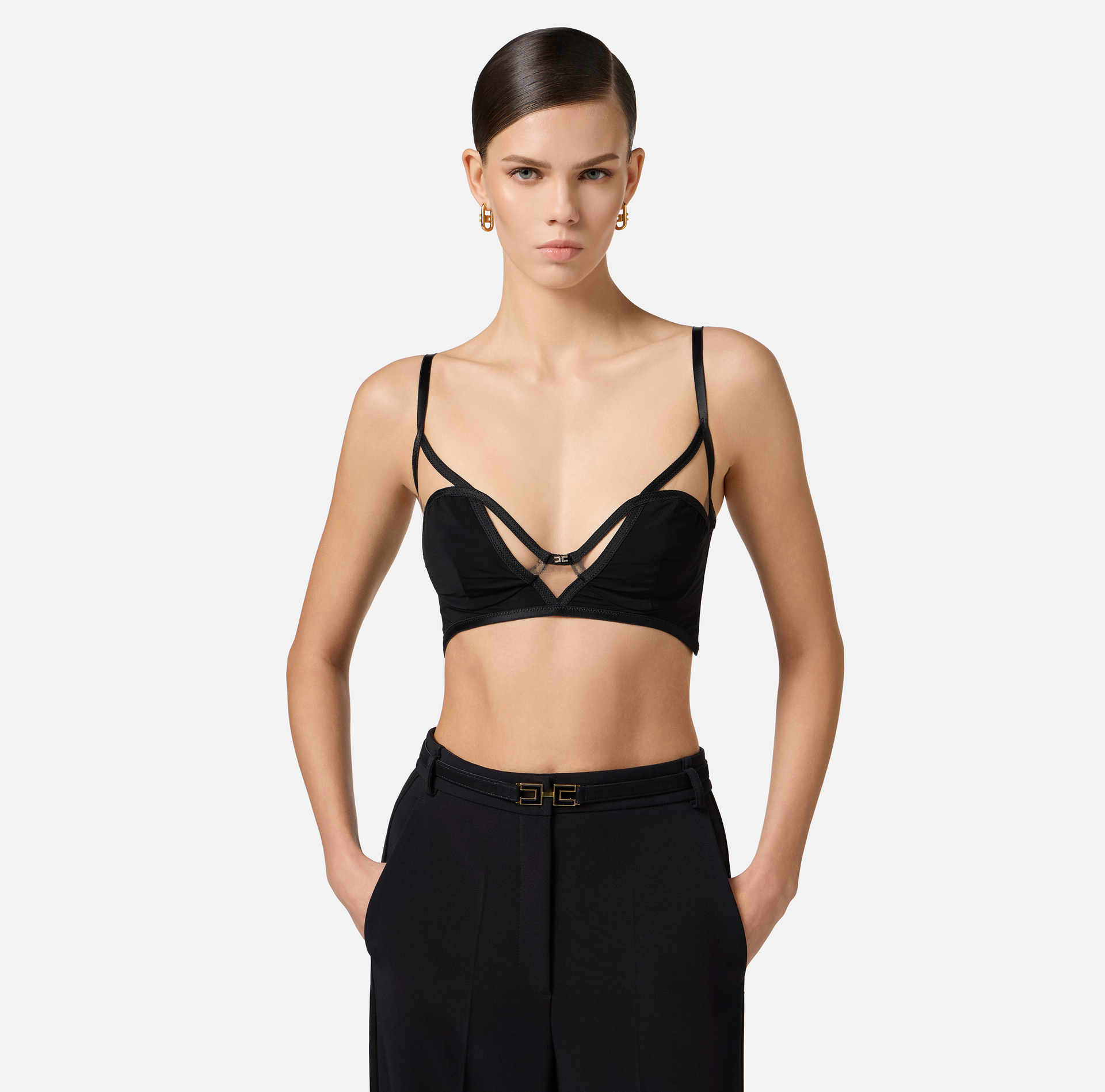 Bh van elastisch organza met detail en logo - Elisabetta Franchi