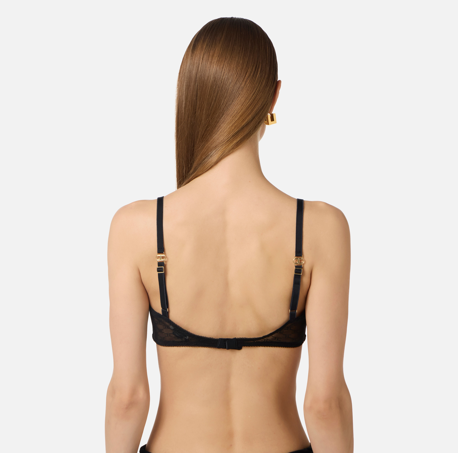 Biustonosz z tiulu z wzorem monogramu - Elisabetta Franchi