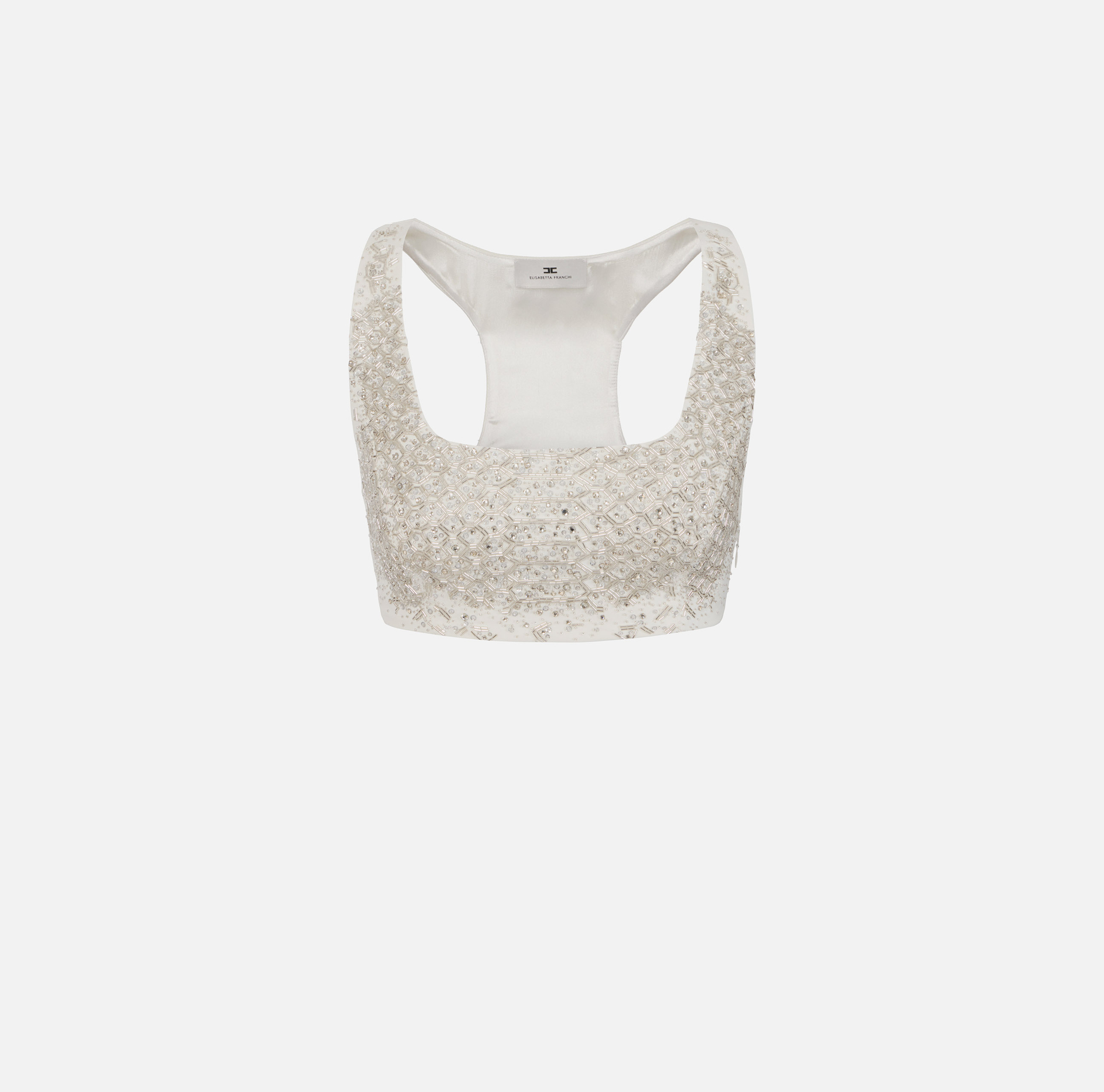 Top in lightweight crêpe fabric with crystals - Elisabetta Franchi