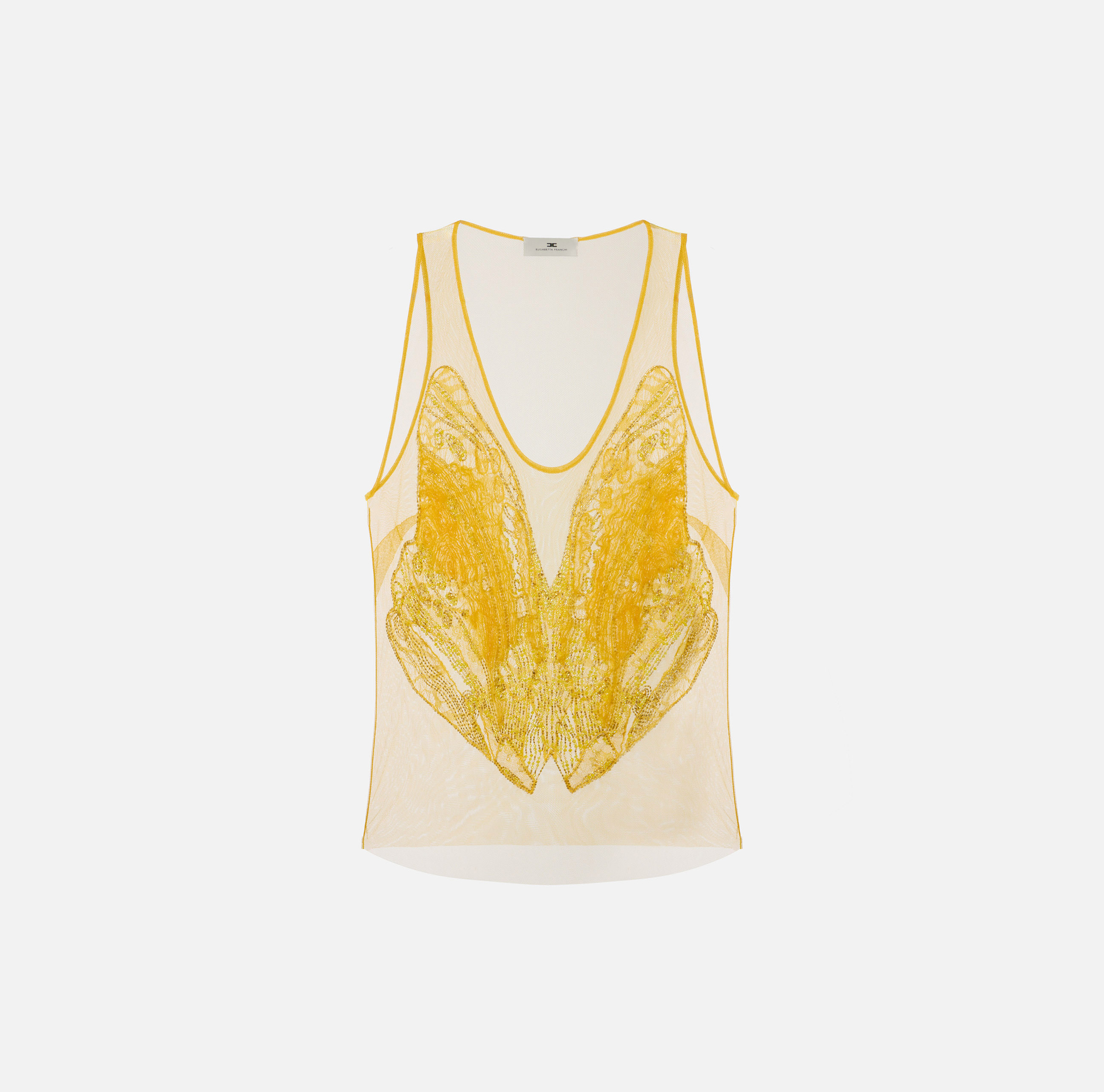 Top in tulle ricamato