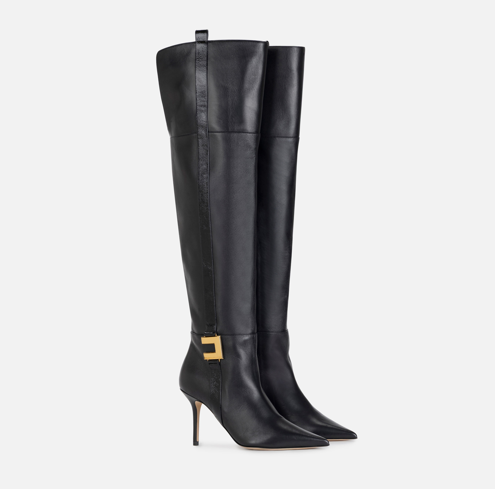Botas de piel de napa con logotipo bicolor - Elisabetta Franchi