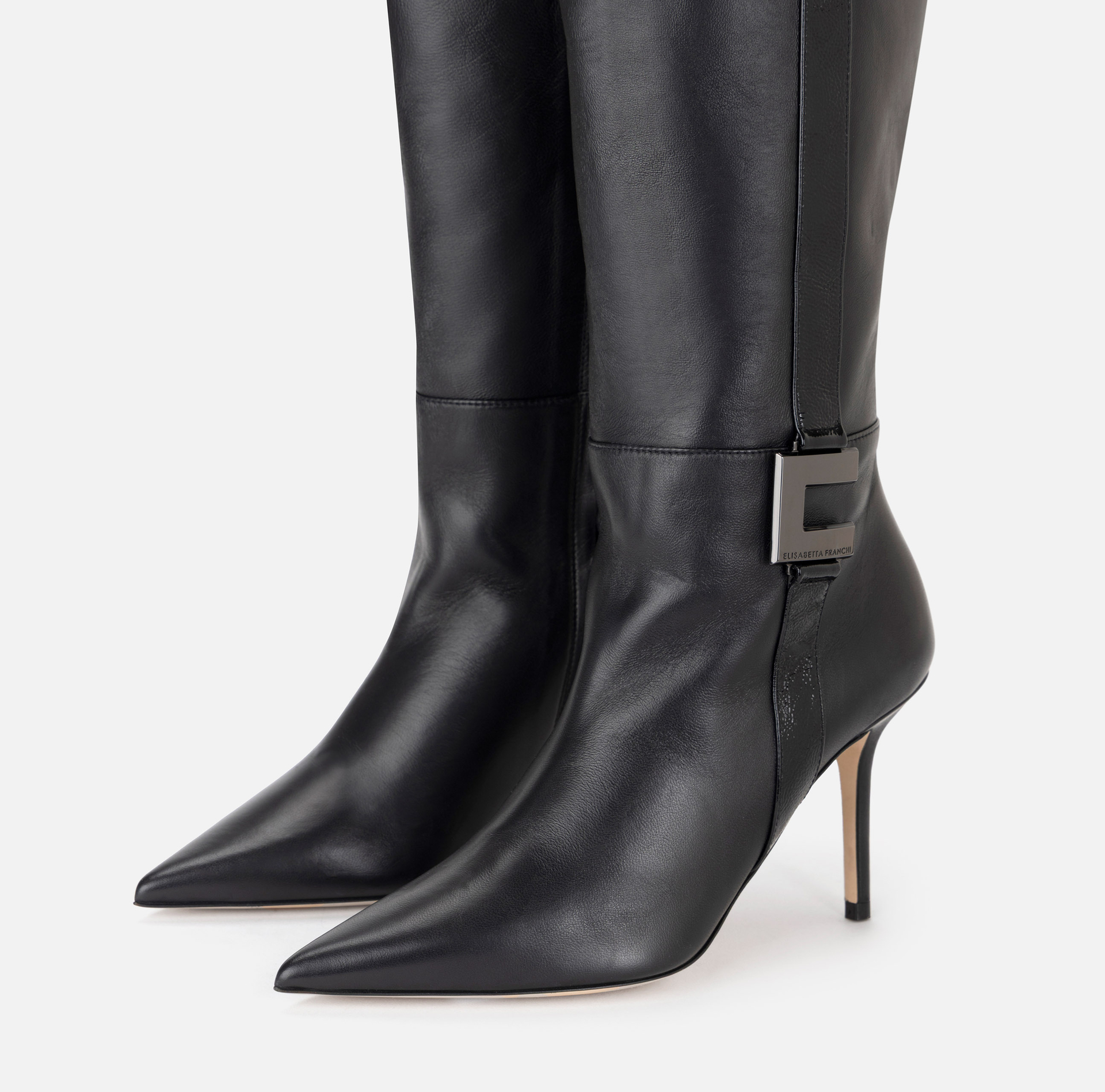 Botas de piel de napa con logotipo bicolor - Elisabetta Franchi