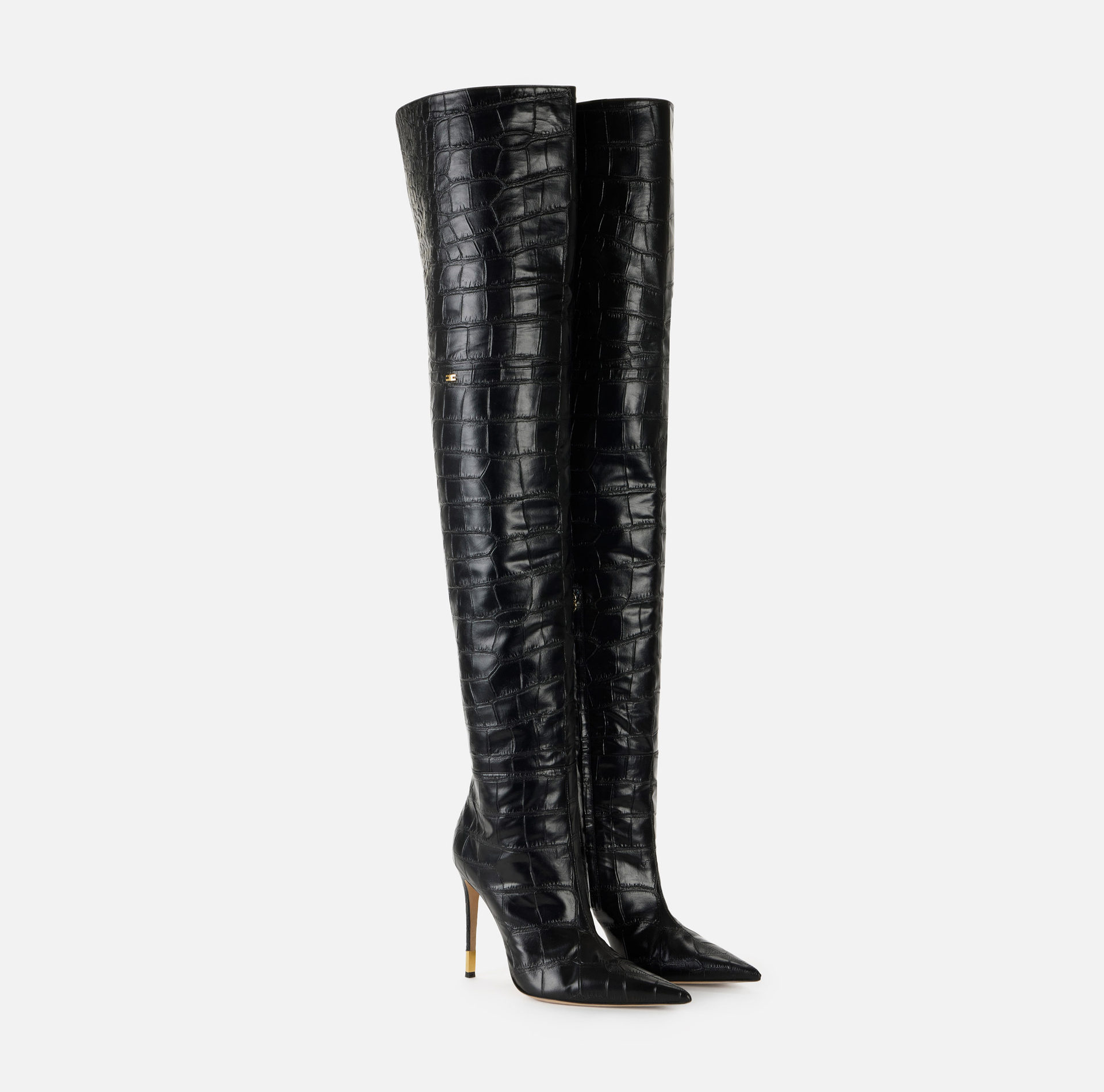 Boots with shiny crocodile print - Elisabetta Franchi