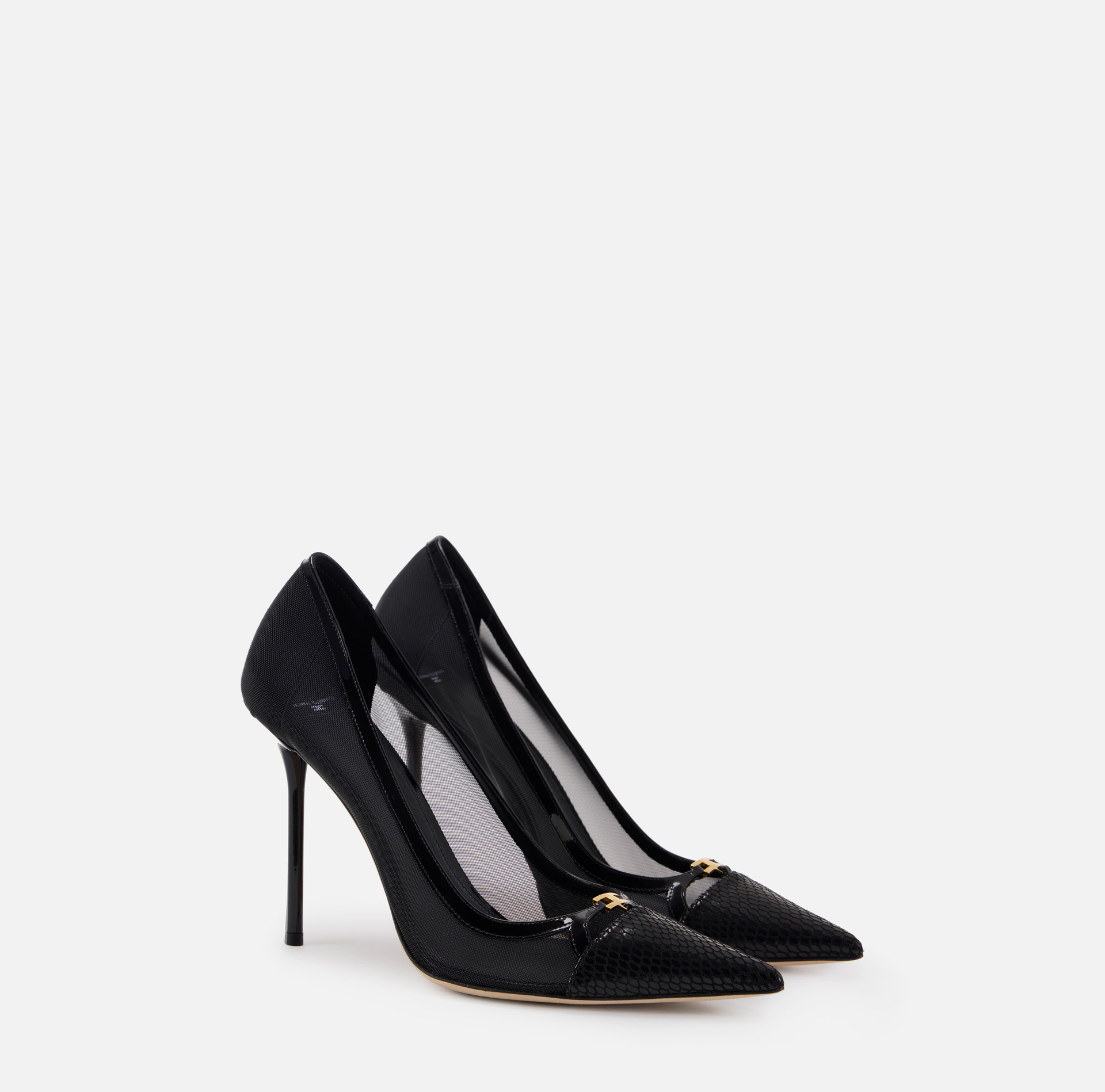 Pumps met neteffect en slangendetails - Elisabetta Franchi