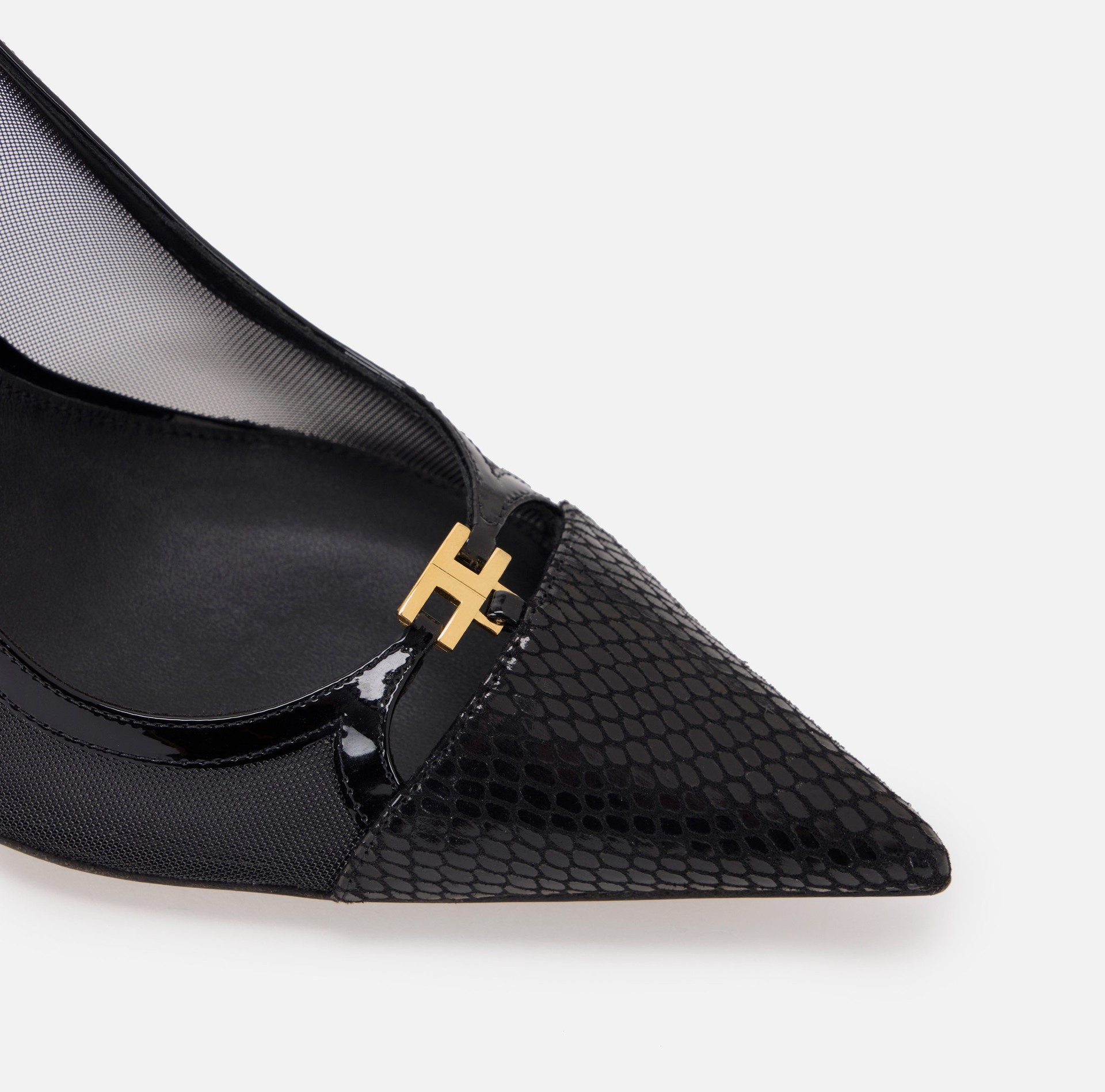 Pumps met neteffect en slangendetails - Elisabetta Franchi
