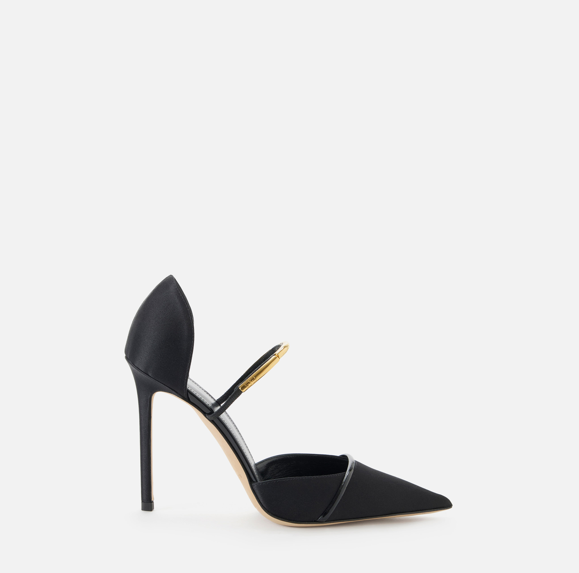 D'Orsay pumps in satin fabric with jewel detail - Elisabetta Franchi