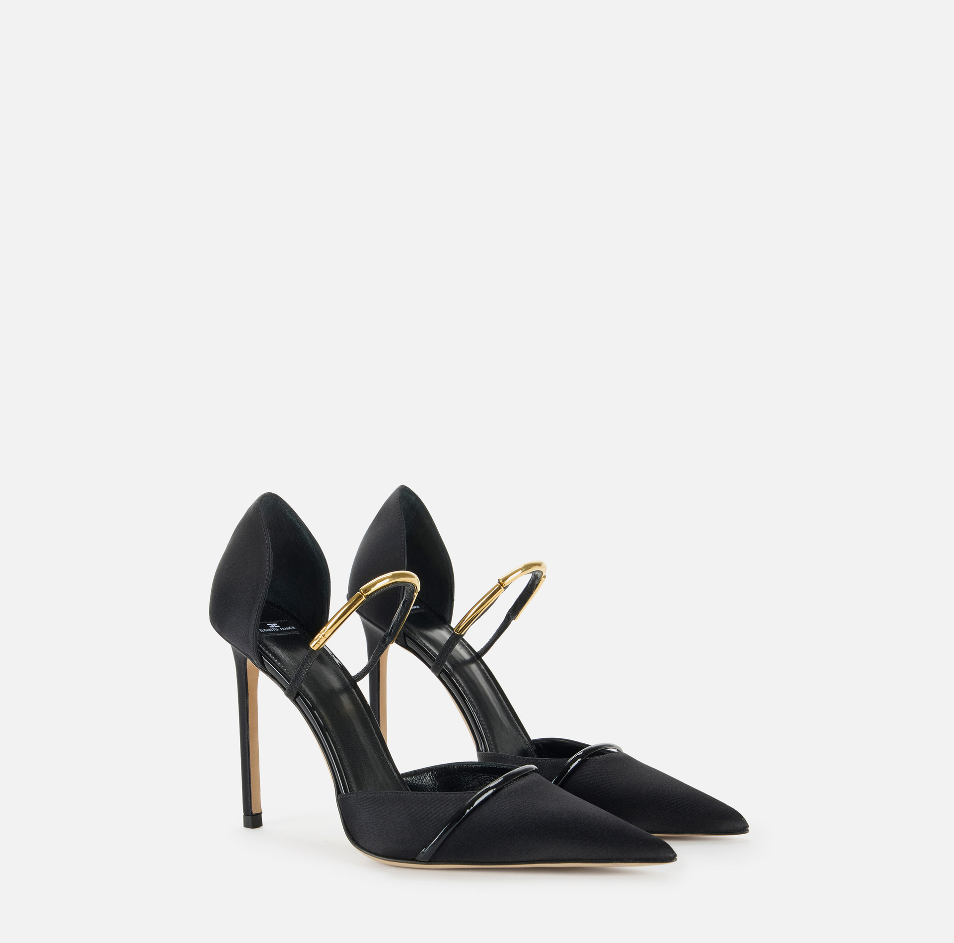 D'Orsay pumps in satin fabric with jewel detail - Elisabetta Franchi