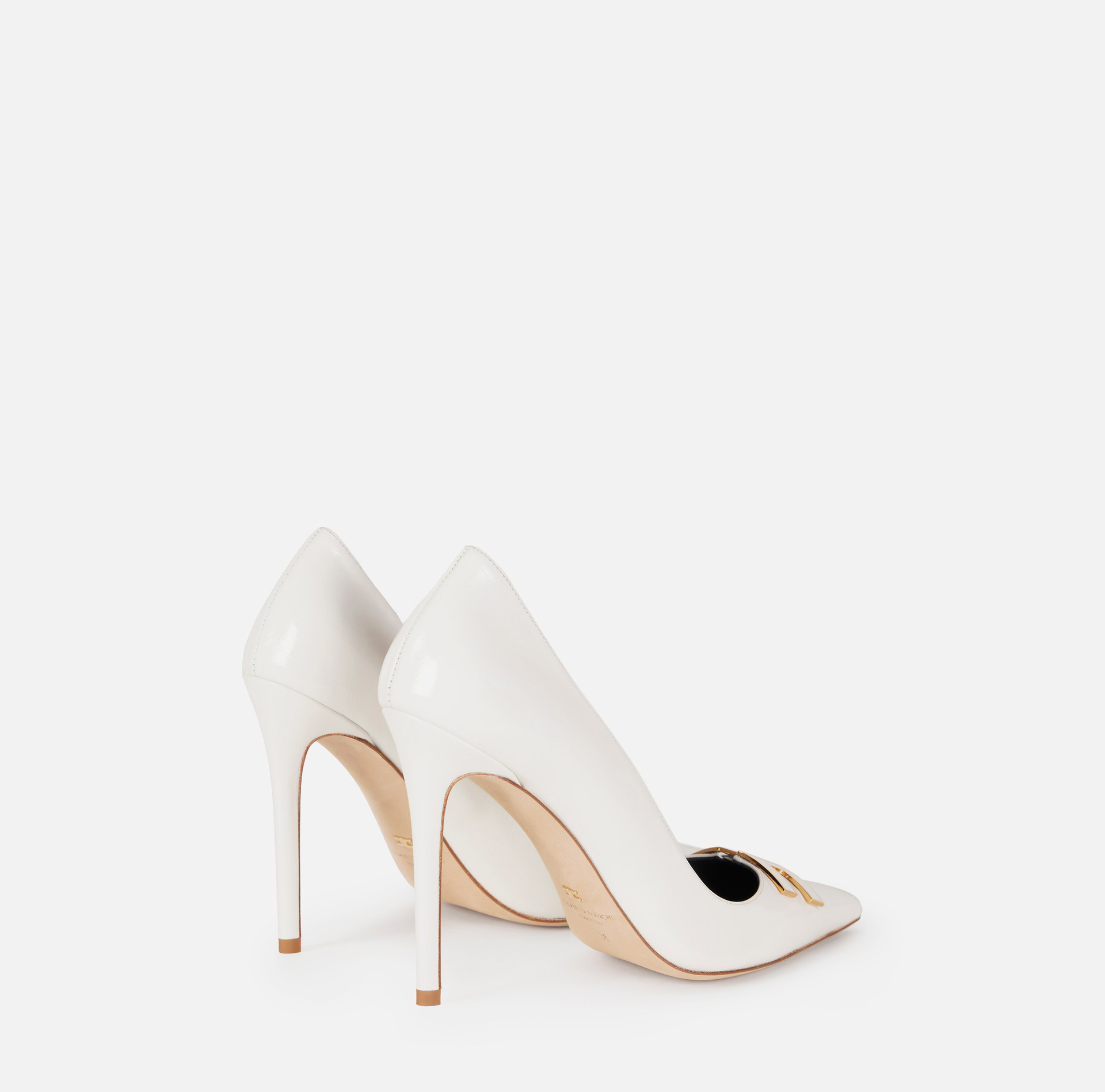 Czółenka ze skóry z detalem z logo - Elisabetta Franchi