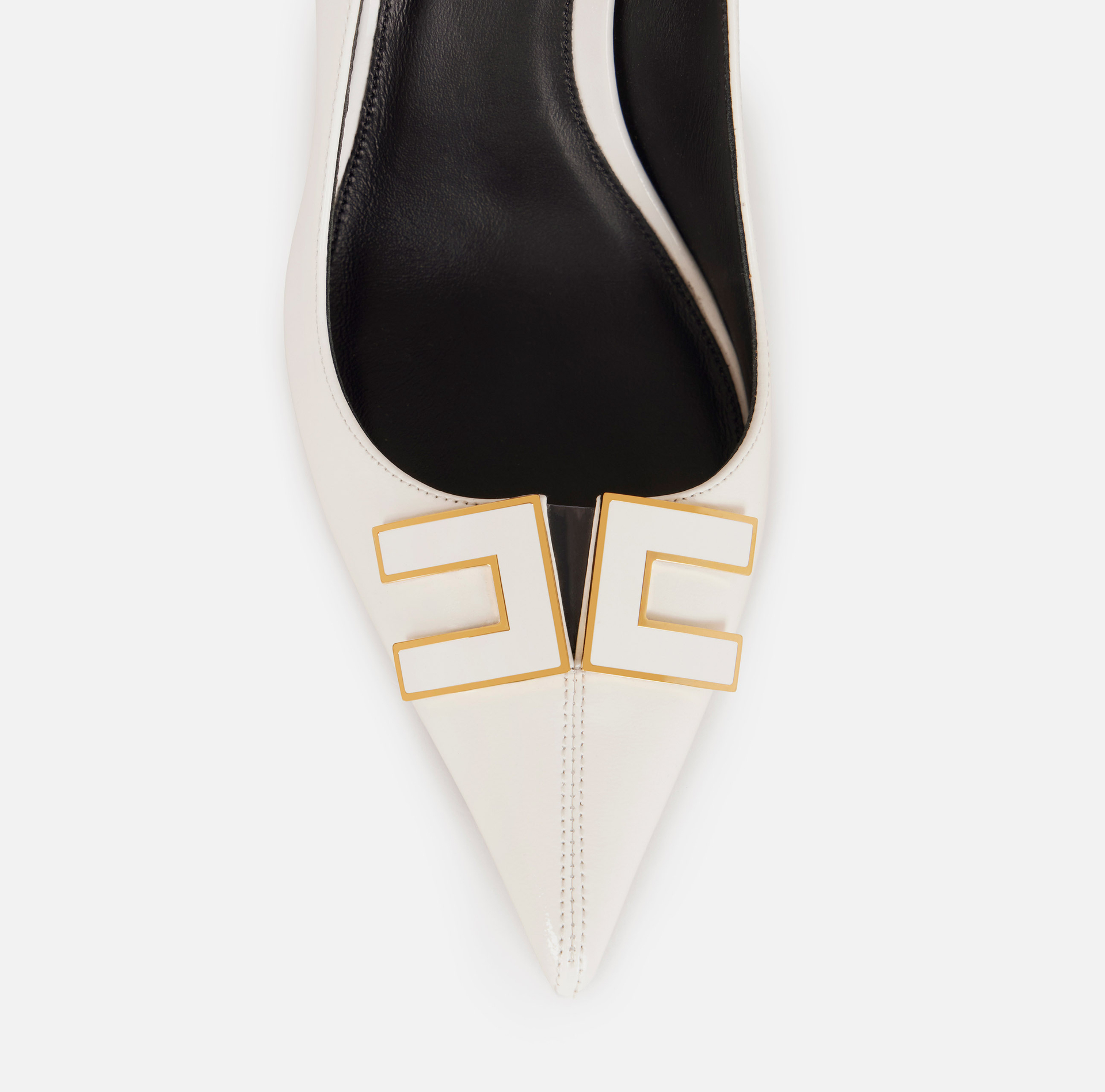 Czółenka ze skóry z detalem z logo - Elisabetta Franchi