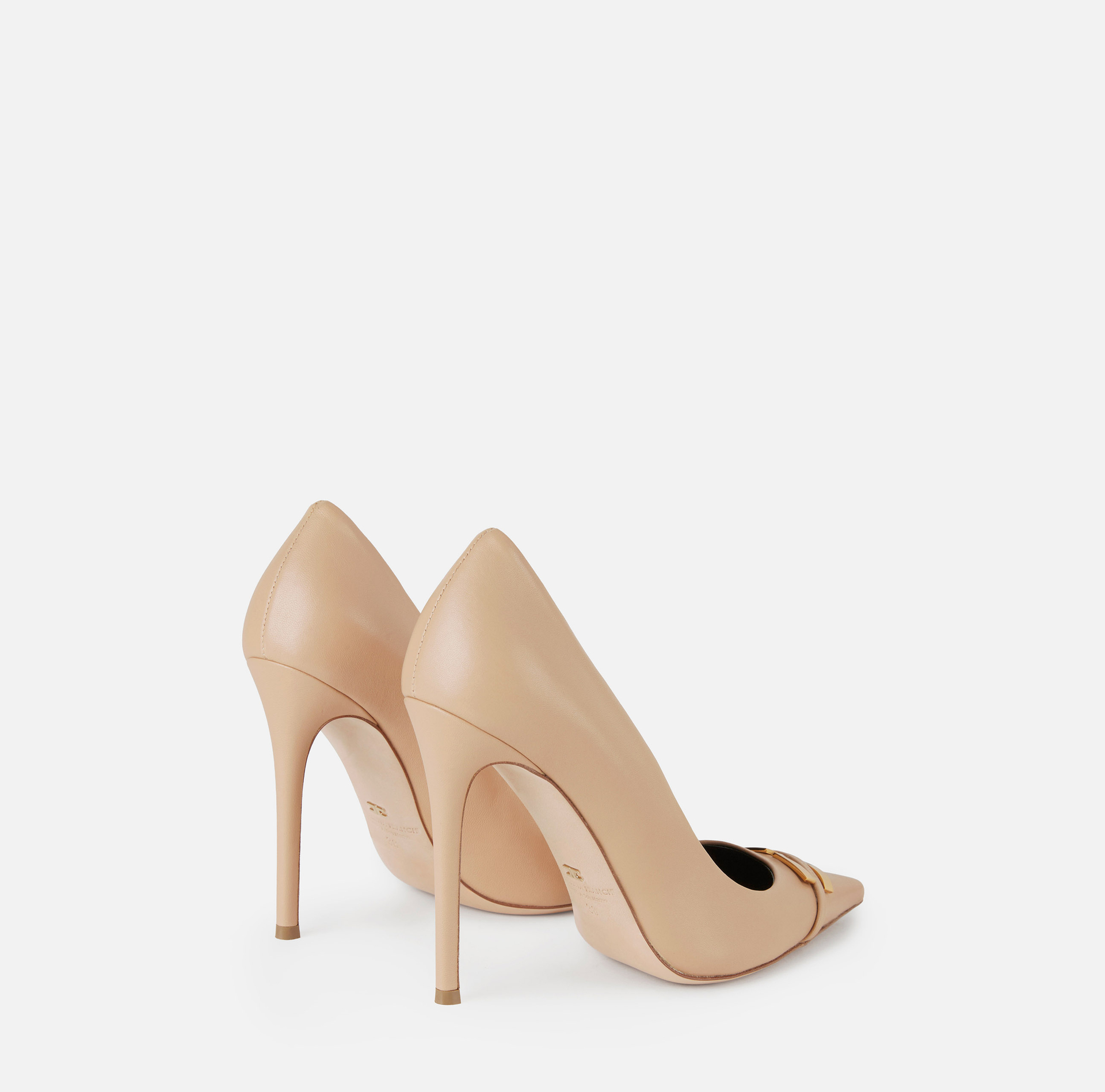 Czółenka ze skóry z detalem z logo - Elisabetta Franchi