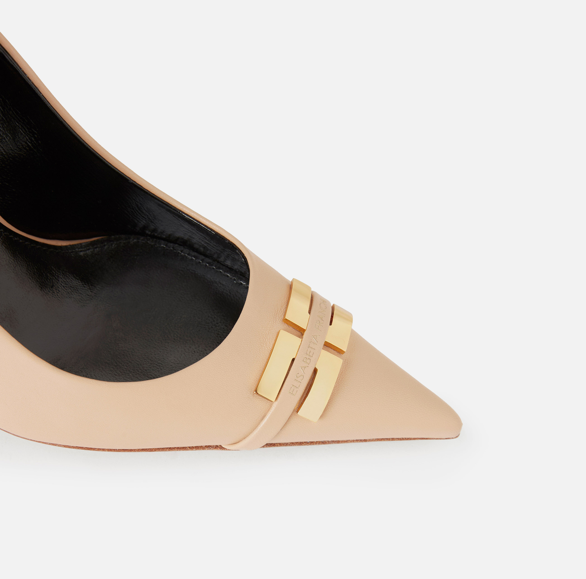 Czółenka ze skóry z detalem z logo - Elisabetta Franchi