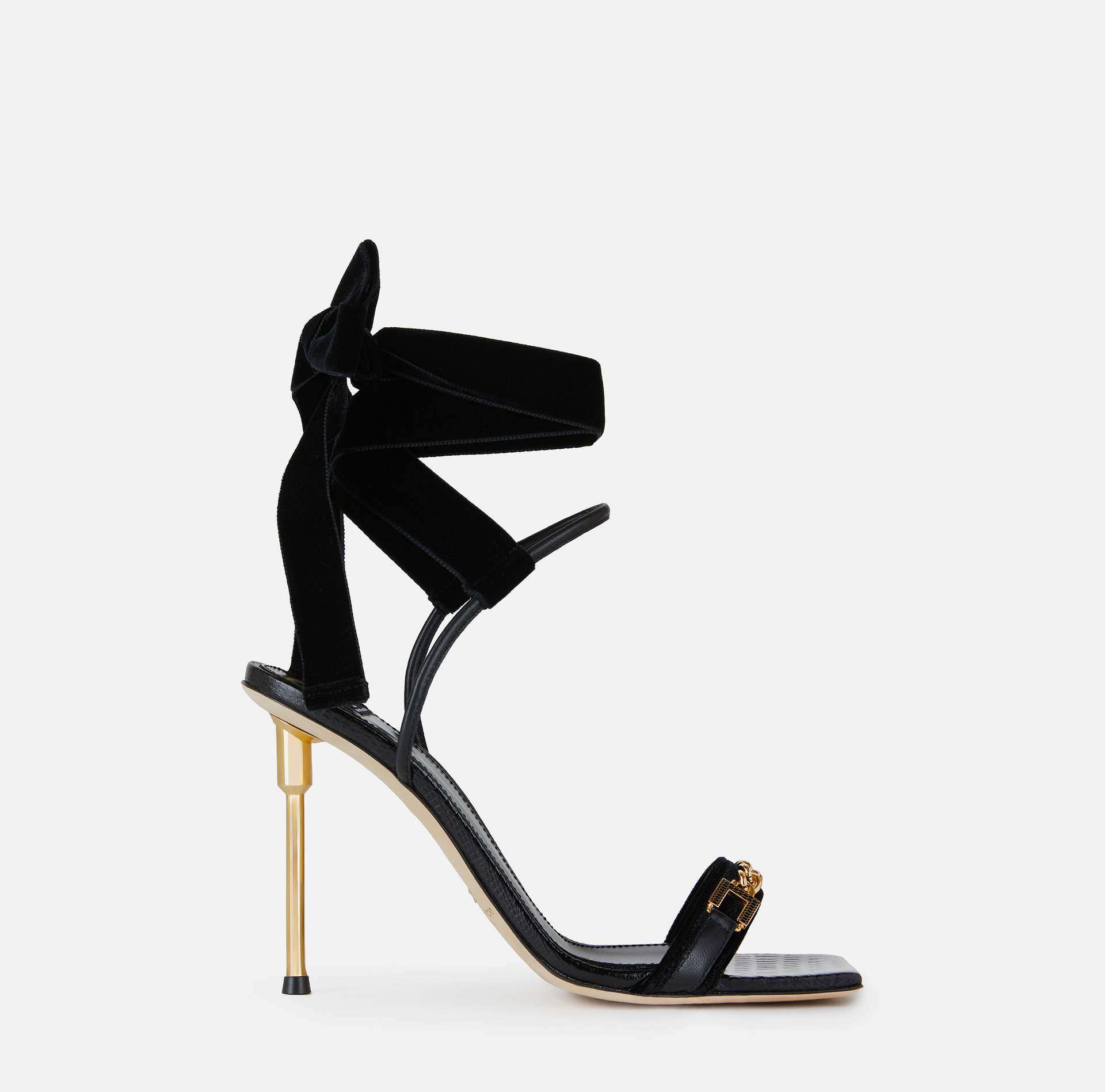 Nappa leather sandals with velvet ribbons - SCARPE - Elisabetta Franchi