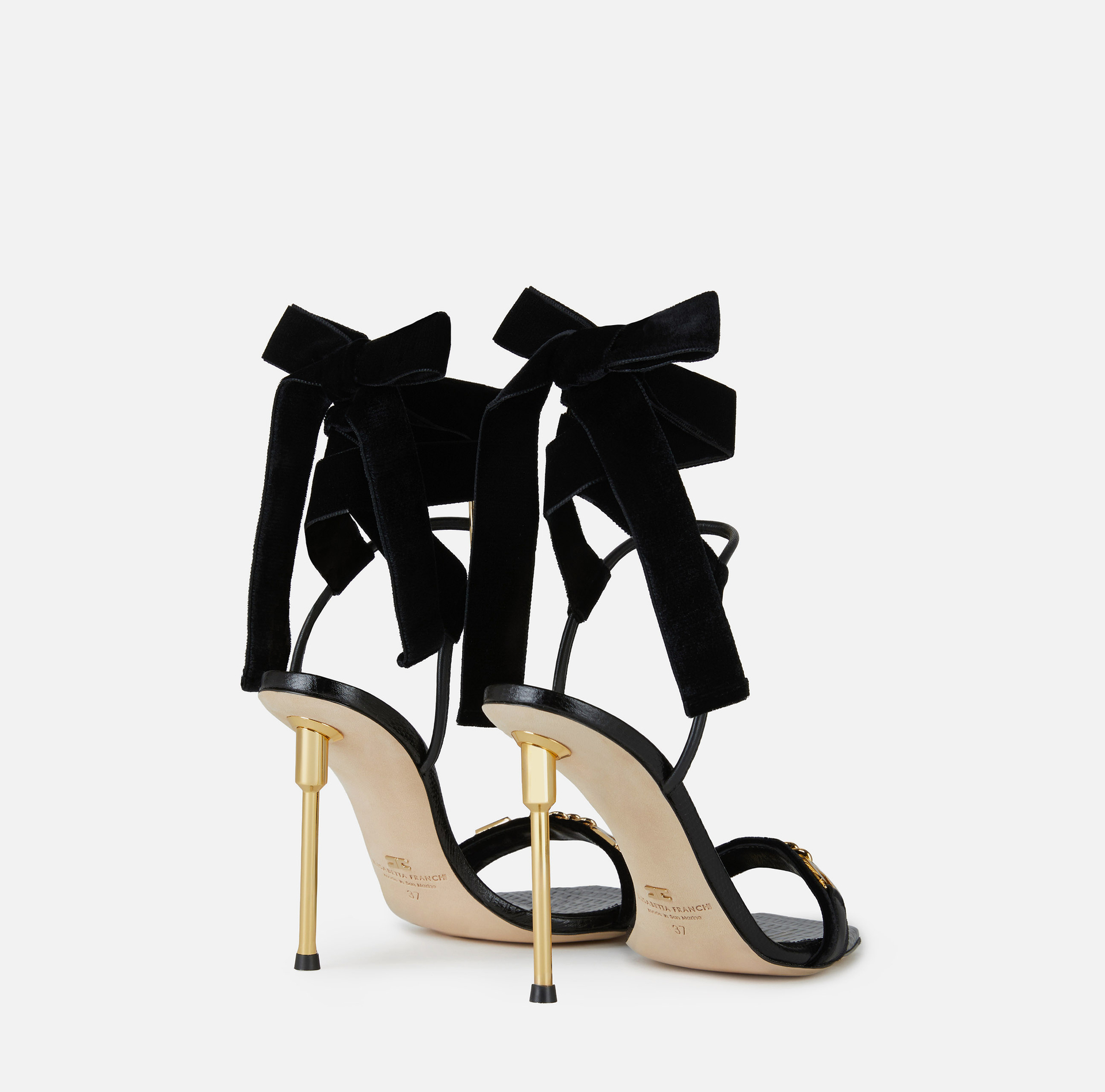 Nappa leather sandals with velvet ribbons - Elisabetta Franchi
