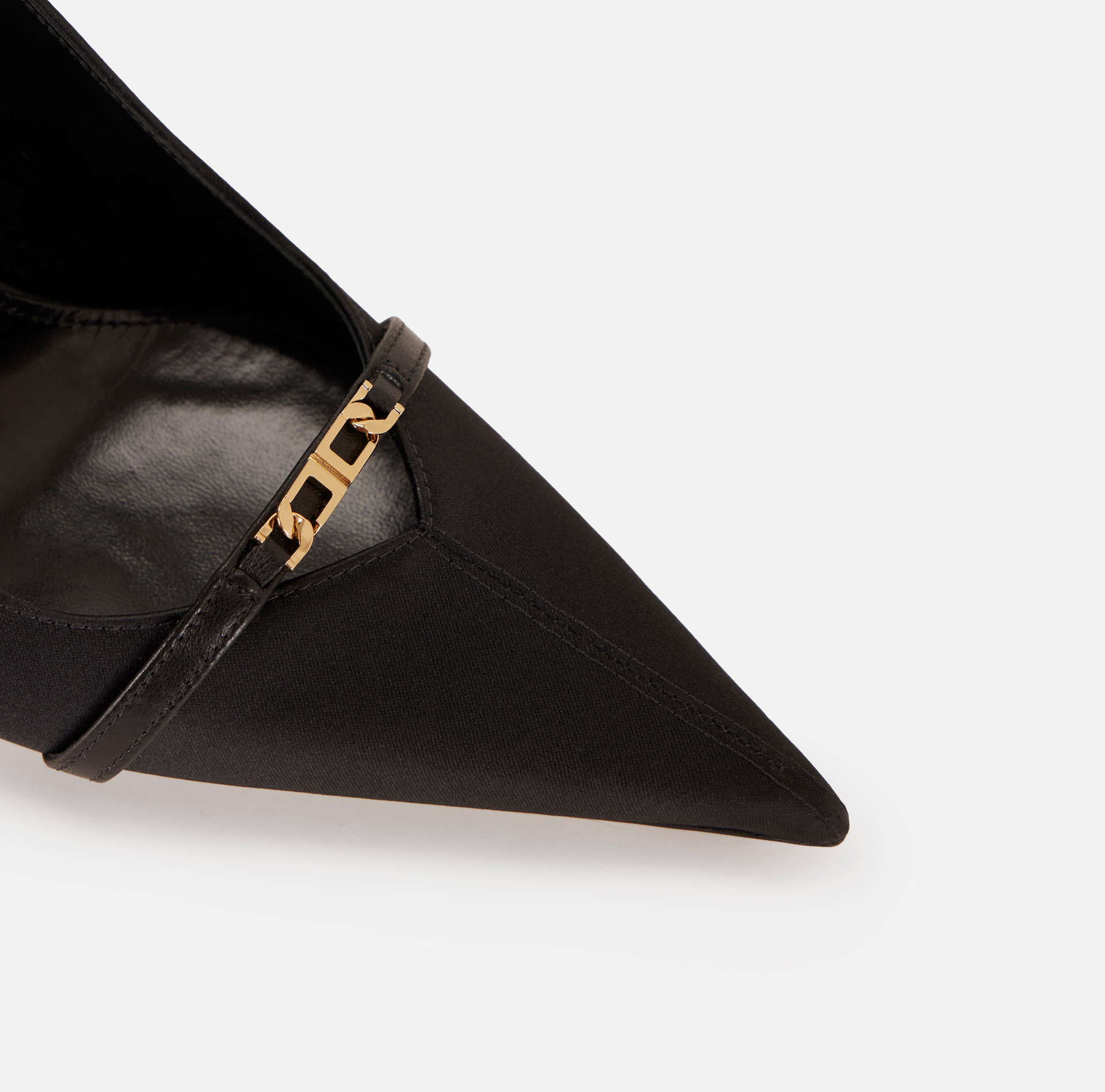 Czółenka bez pięty z satyny na rzeźbionym obcasie - Elisabetta Franchi