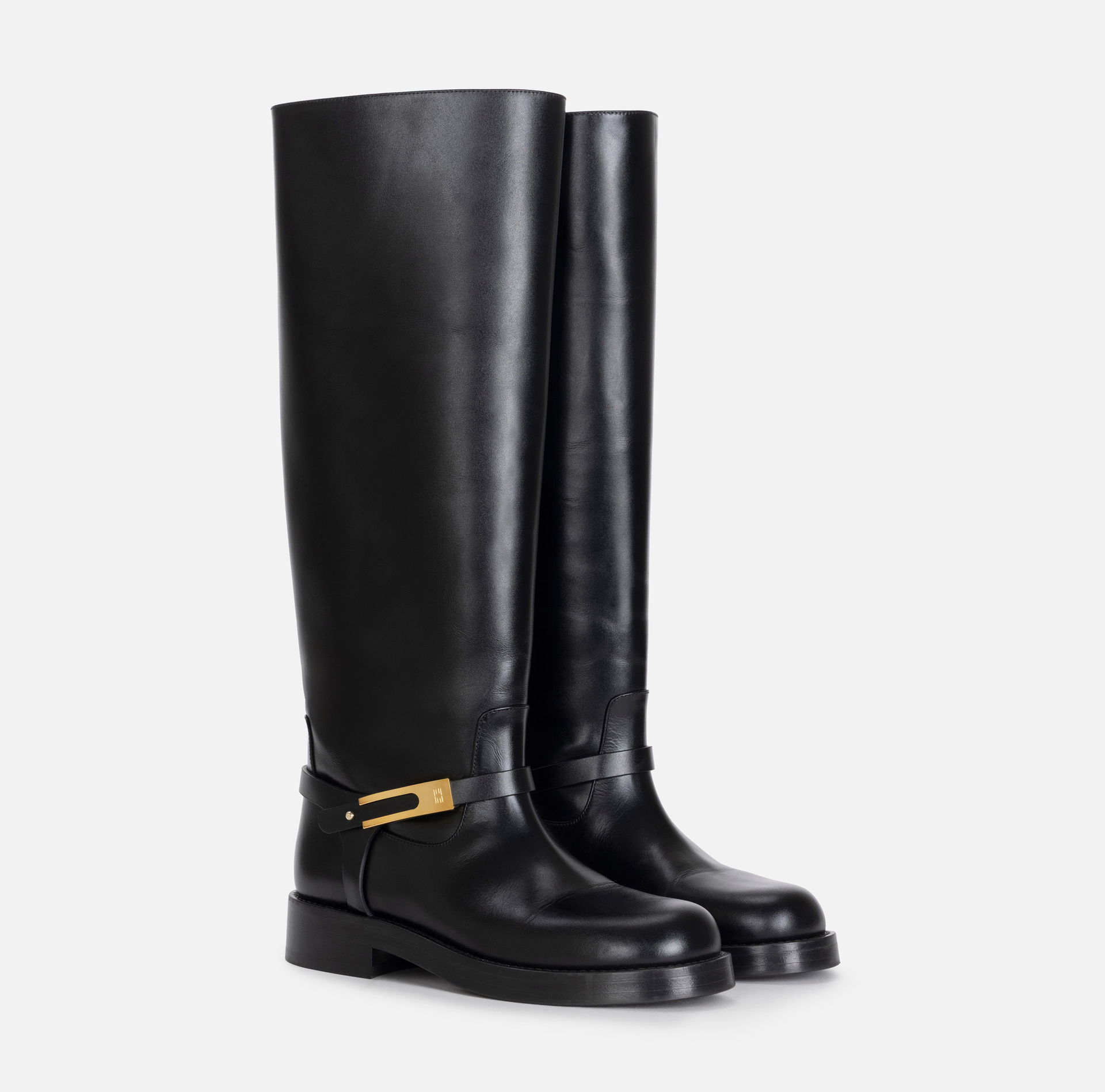Botas de piel con hebilla joya - Elisabetta Franchi