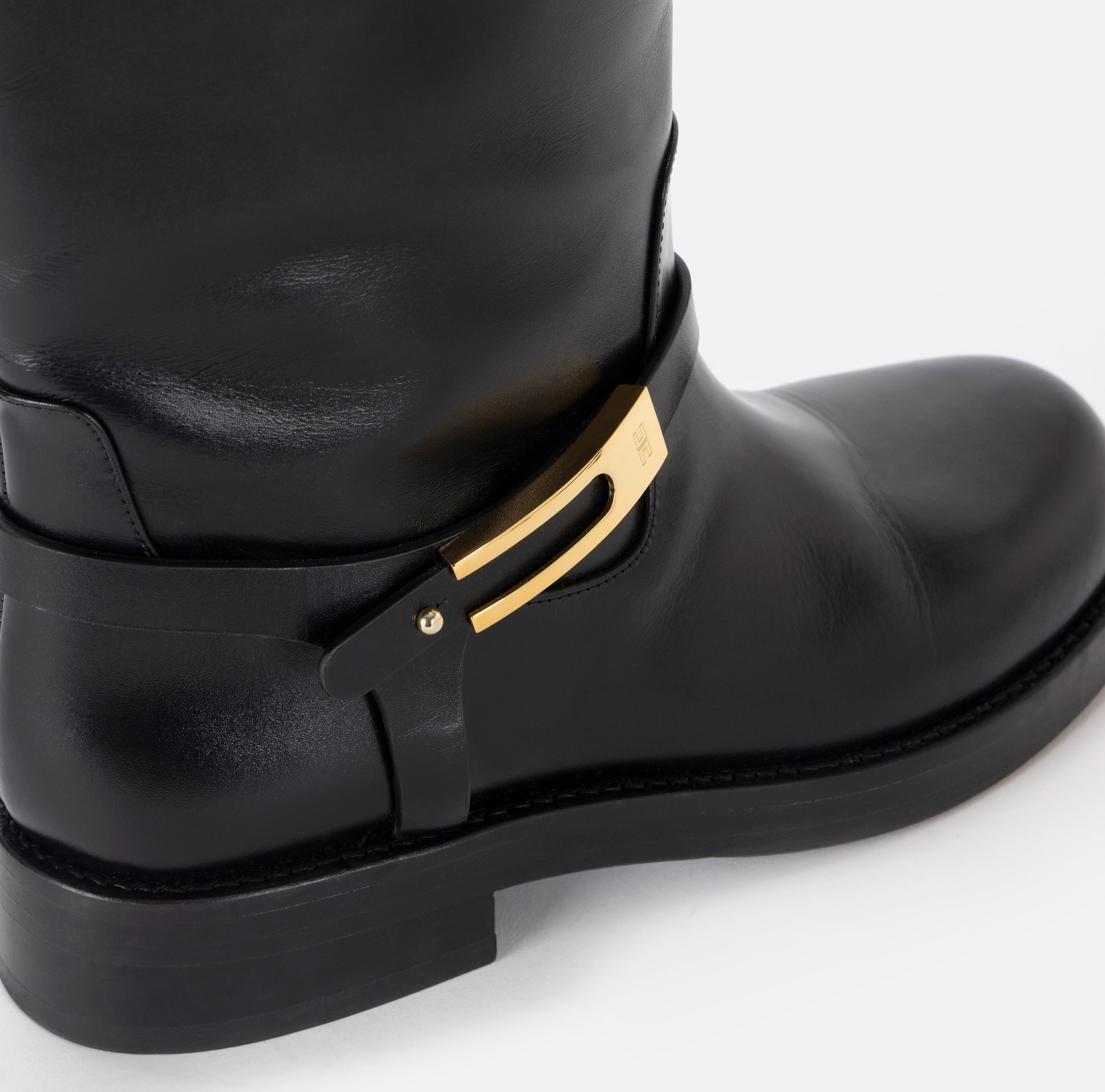 Botas de piel con hebilla joya - Elisabetta Franchi