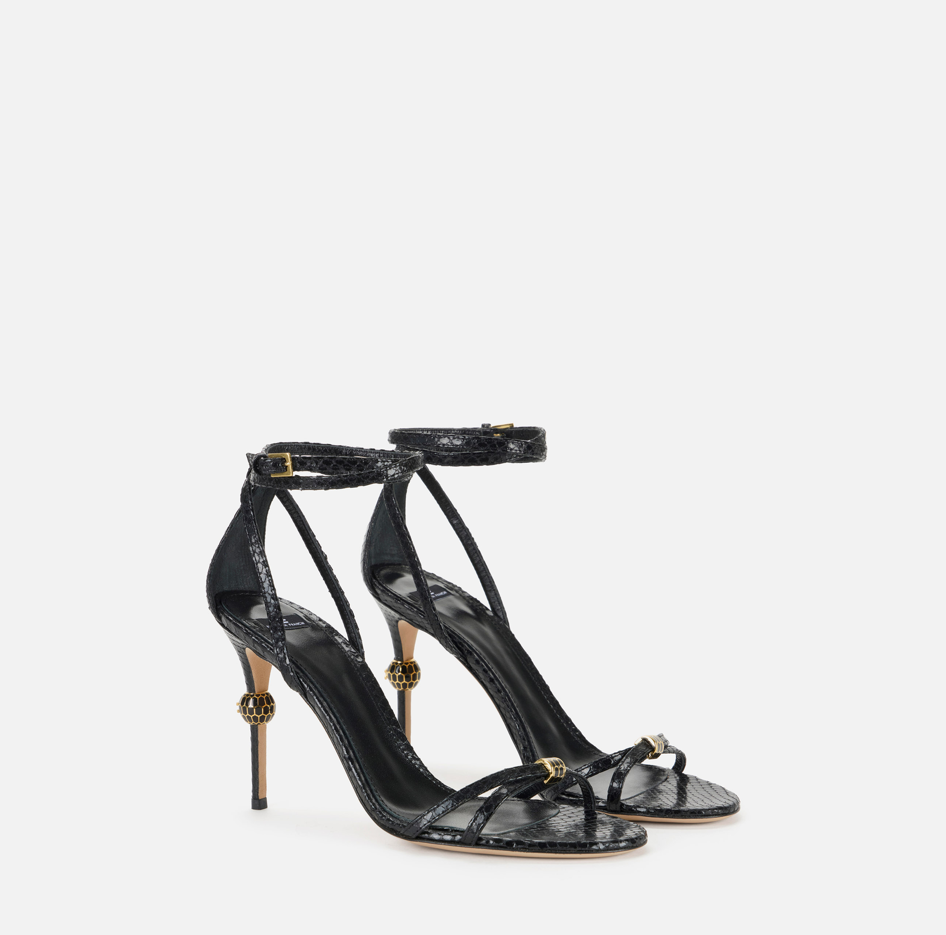 Sandalias de piel con tacón joya - Elisabetta Franchi