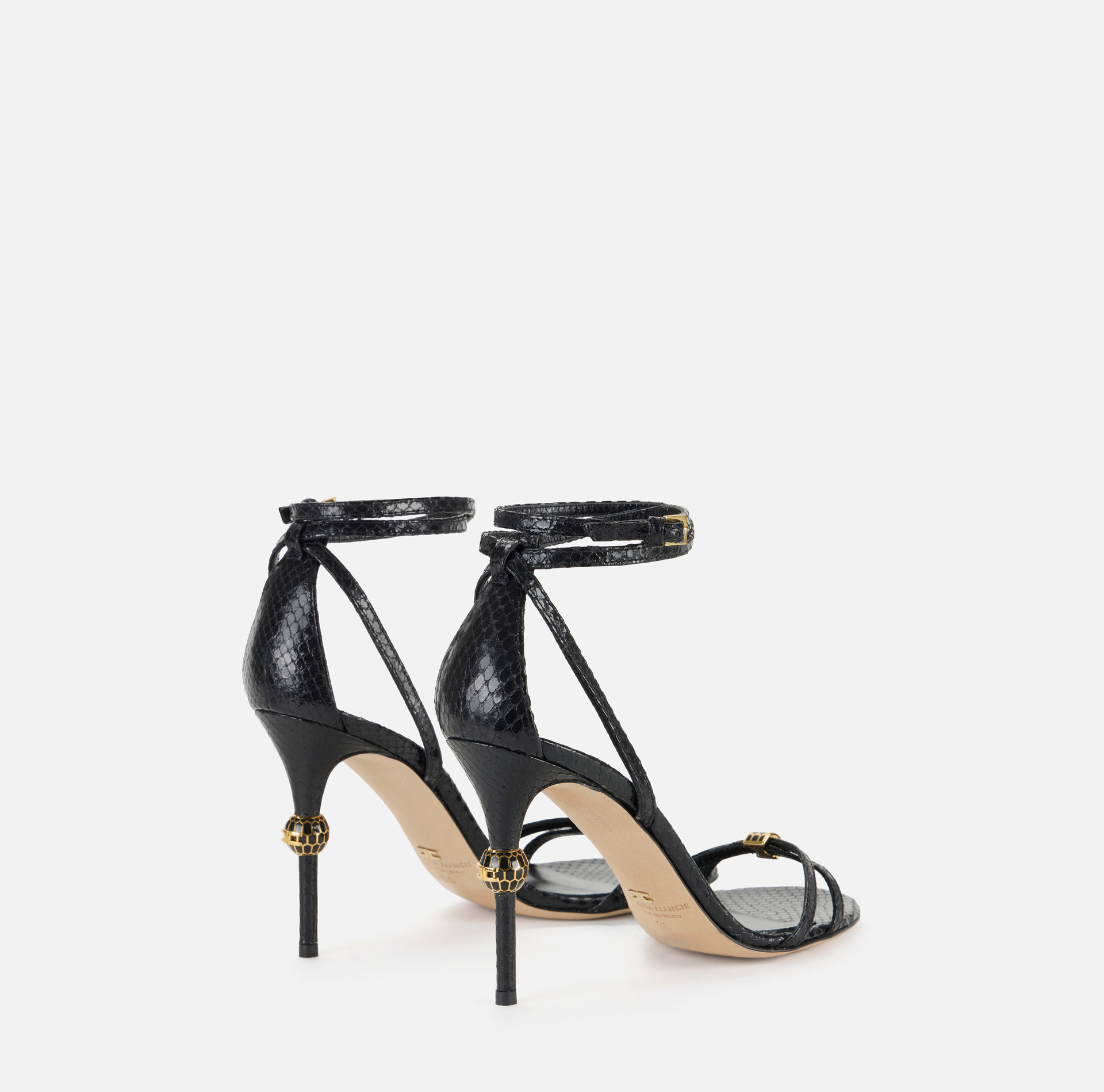 Sandalias de piel con tacón joya - Elisabetta Franchi