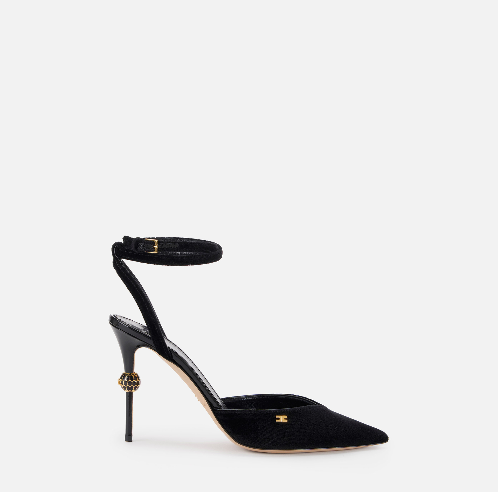 Zapatos destalonados de piel con tacón joya - Elisabetta Franchi